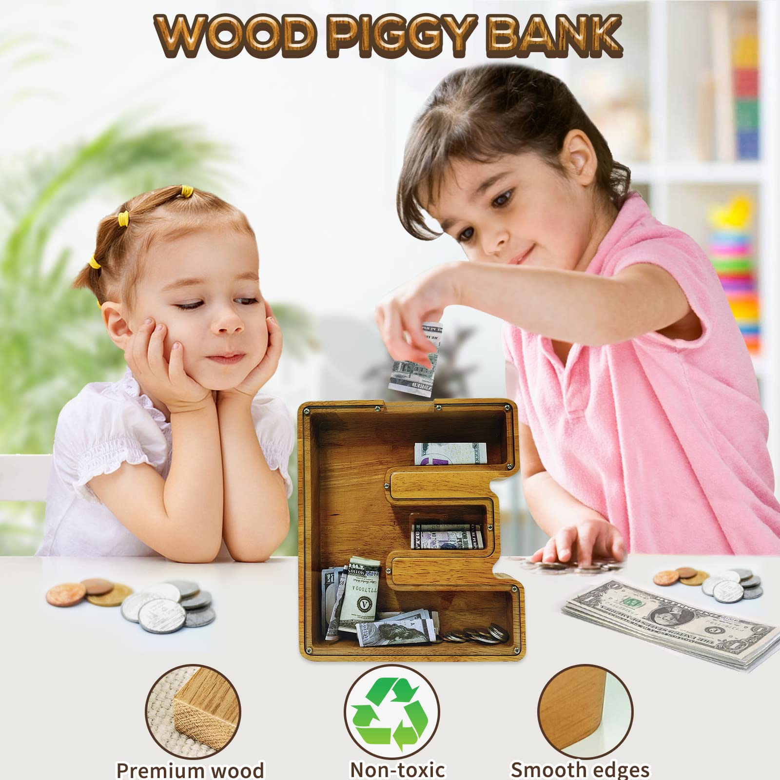 Personalized Piggy Bank for Kids - Large 9.1 Inch DIY Laser Sticker Savings Bank for Boys & Girls | Unique Money Bank Gift for Toddlers & Adults | Perfect for Birthday, Christmas & Home Decor