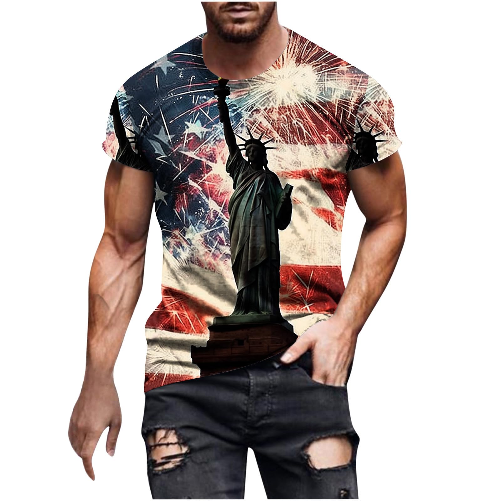 4th of July T-Shirts for Men - Patriotic Graphic Tees, Short Sleeve Summer Shirts & Casual Tops 2024 | Perfect for Independence Day Celebrations, BBQ Parties & Patriotic Events