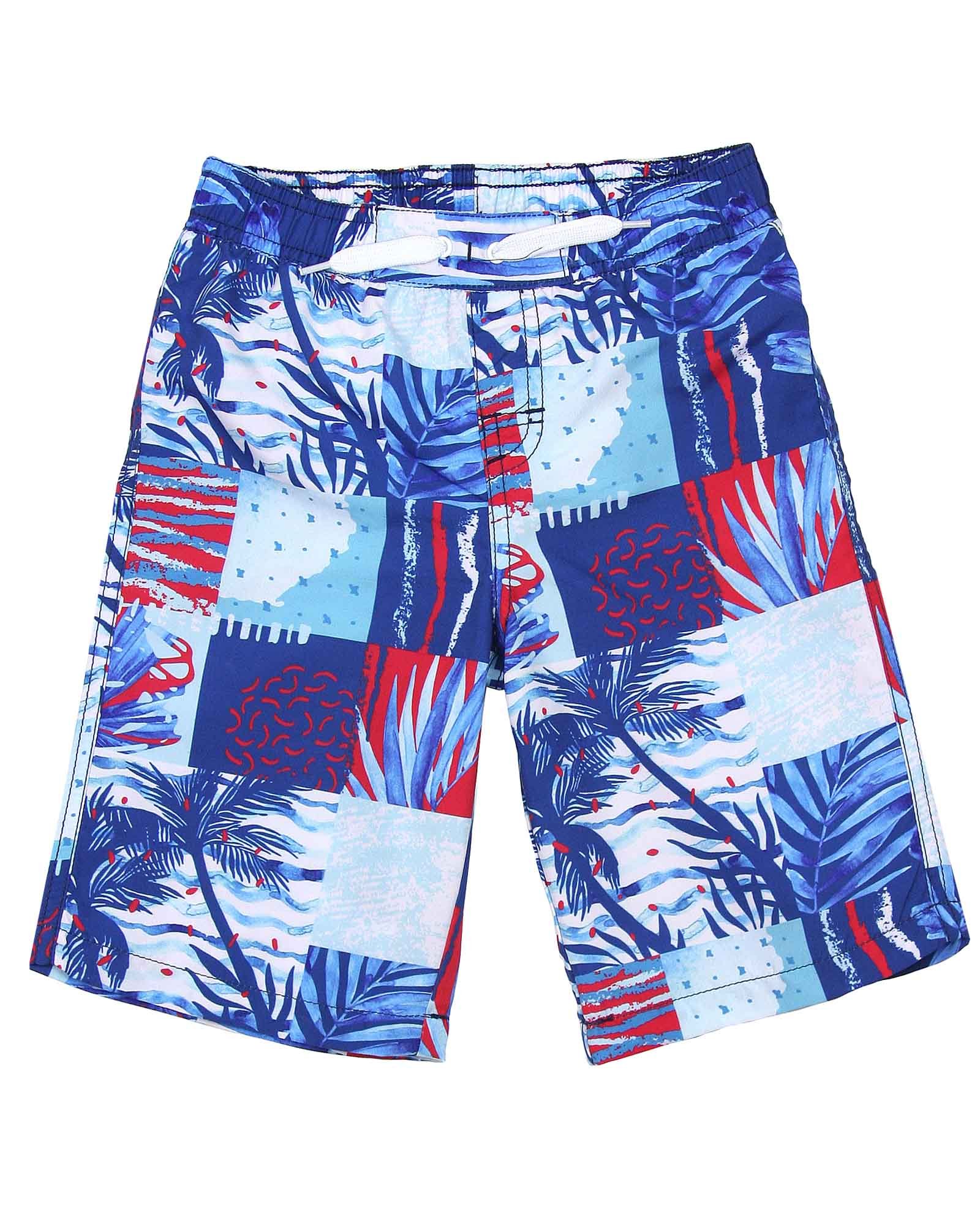 Deux par Deux Boys' Surfer Shorts - Ocean Print Playa Del Mar Swim Trunks for Kids (Sizes 2-10) | Perfect for Beach, Pool & Summer Vacation