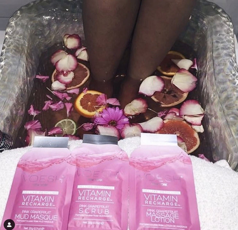 Voesh Pedi in a Box Vitamin Recharge Foot Treatment Kit - Exfoliating & Moisturizing Foot Care for Soft Smooth Feet - Perfect for At-Home Spa, Relaxation & Self-Care Routine