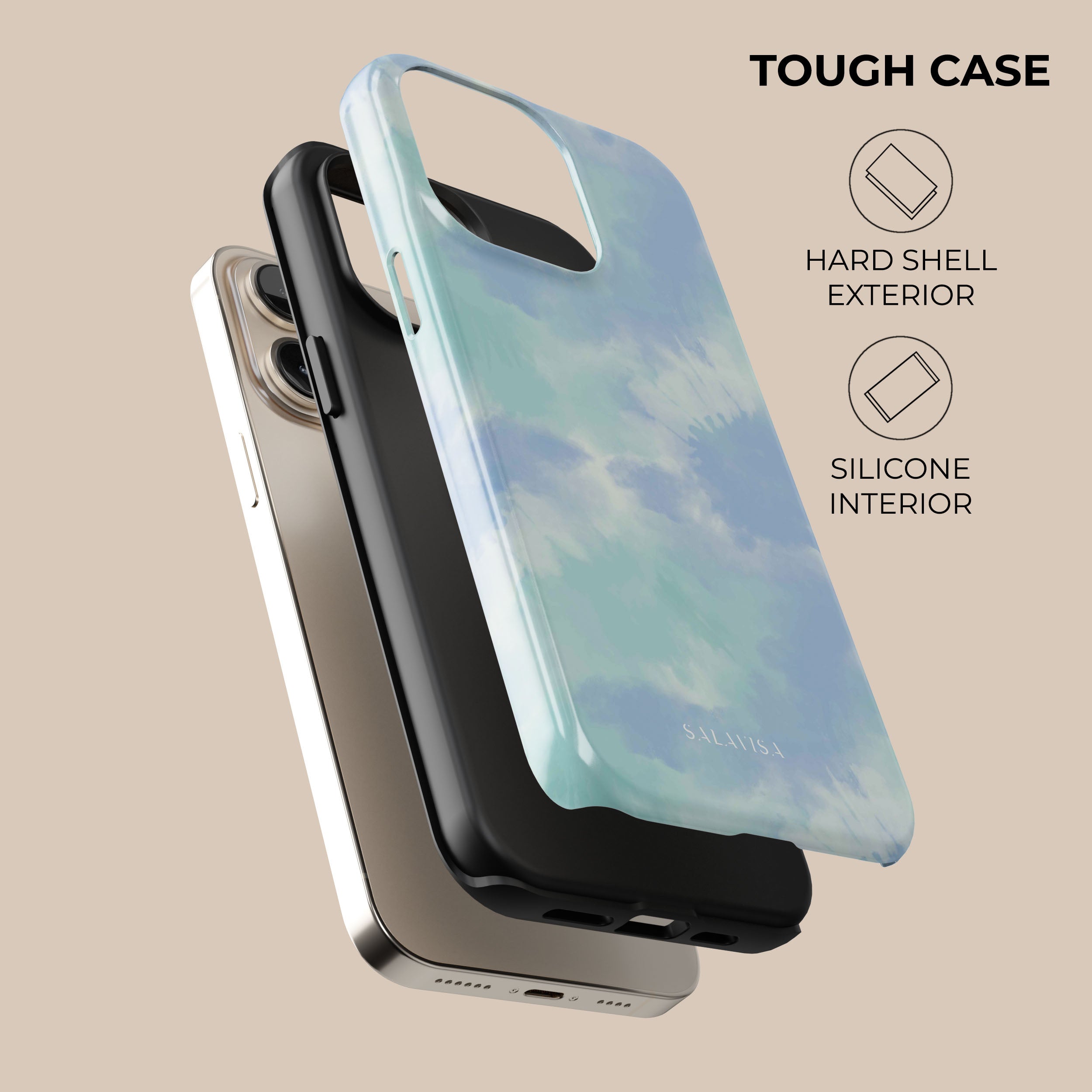 Ocean Green Tie Dye Phone Case for iPhone 15/14/13/12/11 Pro Max - Trendy Marble Swirl Design with Shockproof Protection - Perfect for Beach, Festival & Summer Outfits