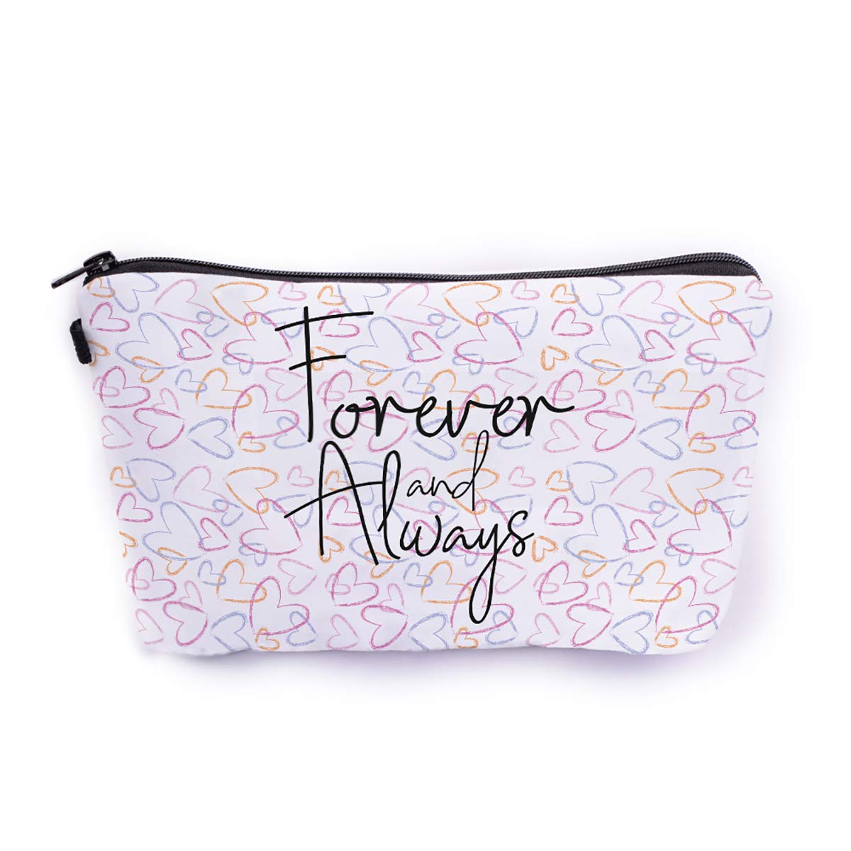 **Forever & Always Cute Canvas Cosmetic Pouch Bag for Women – Travel Toiletry & Makeup Storage Organizer | Perfect for Travel, Gym, and Daily Essentials**