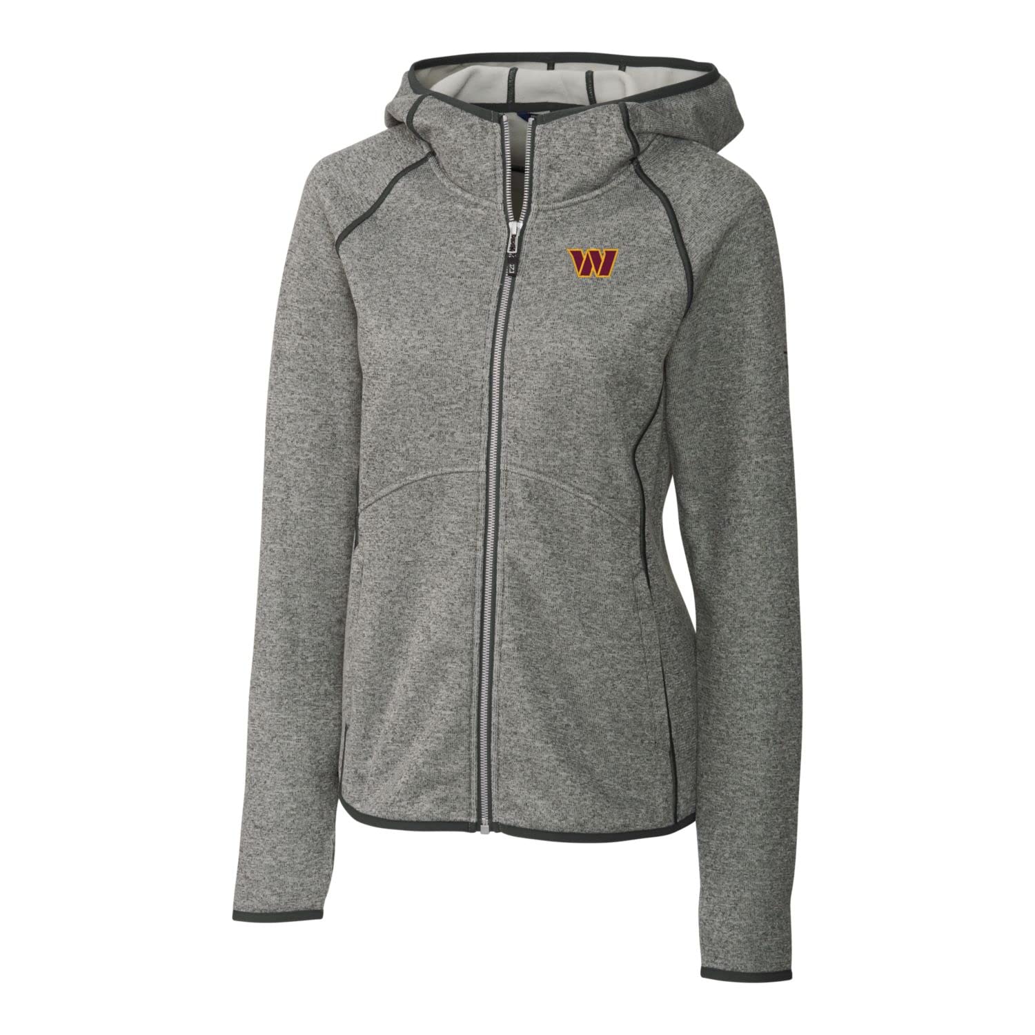 Cutter & Buck Women's Heathered NFL Mainsail Full-Zip Hoodie - Comfortable Sports Jacket for Football Fans, Game Day Outfits & Casual Wear
