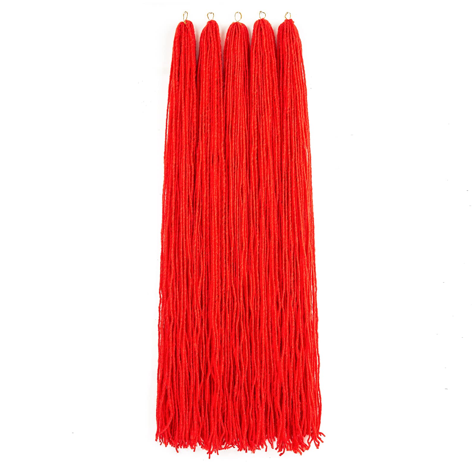 GUOHUI 36 Inch Micro Faux Locs Crochet Hair - 5 Pack Rose Red Synthetic Braiding Hair for DIY Straight Styles | Perfect for Protective Hairstyles, Box Braids & Natural Hair Extensions