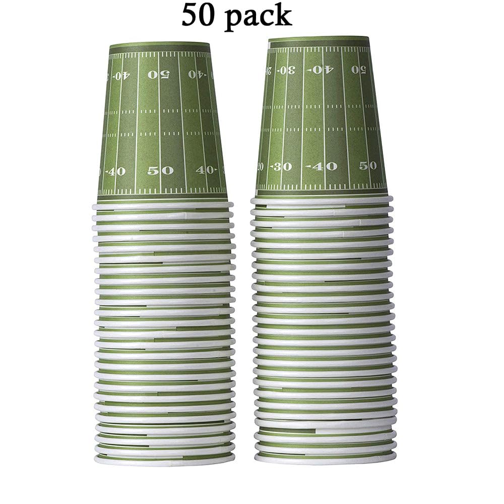 Hammont 9oz Disposable Football Cups - Bulk 50 Pack Plastic Drinkware for Football Parties, Tailgating & Game Day Decorations - Perfect for Football Themed Birthday Supplies & Sports Events