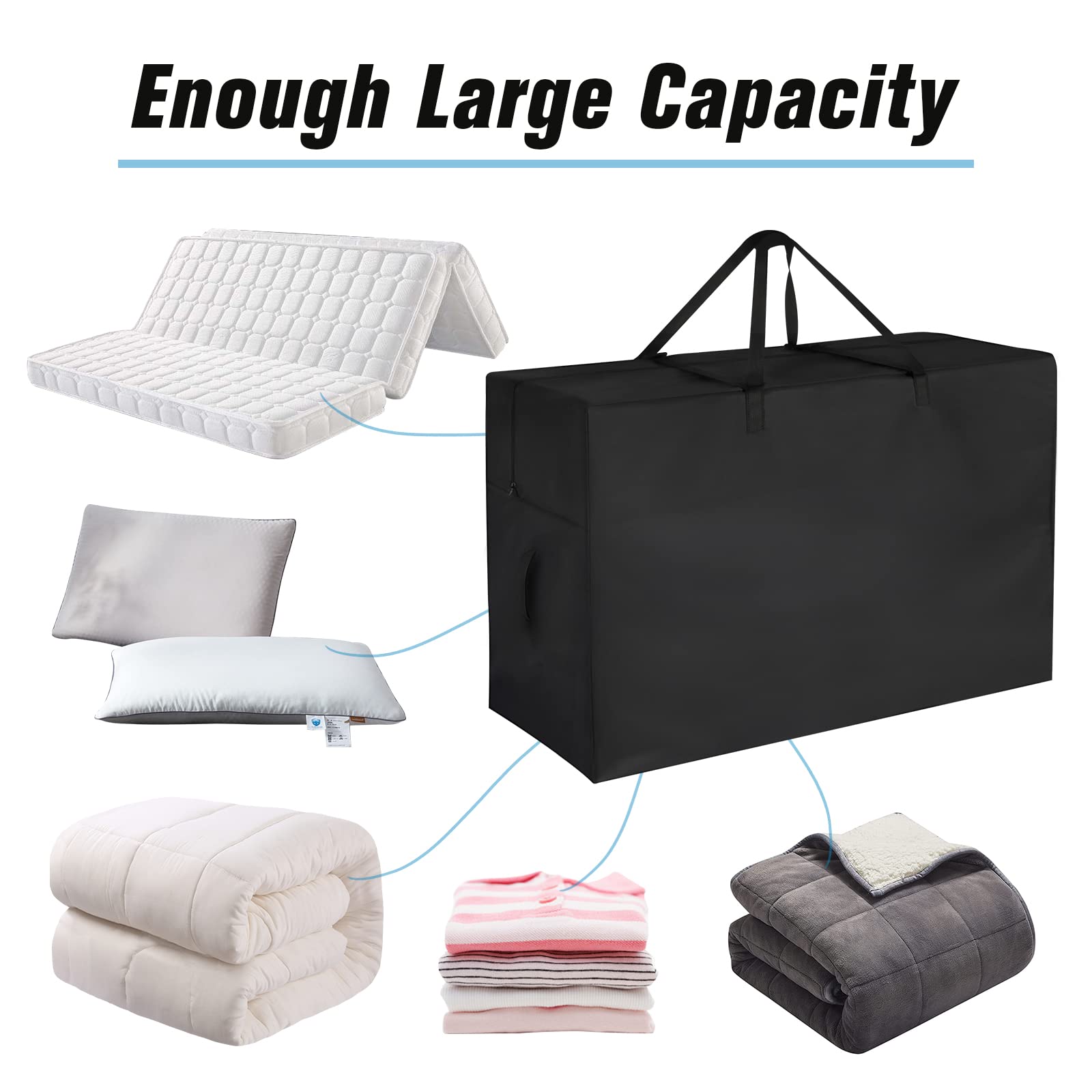 6 Inch Full Tri Folding Mattress Storage Bag - Waterproof Trifold Memory Foam Mattress Cover with Handles - Portable Travel & Camping Mattress Carrying Case for Home, RV, Dorm, Guest Bed (Fits 6