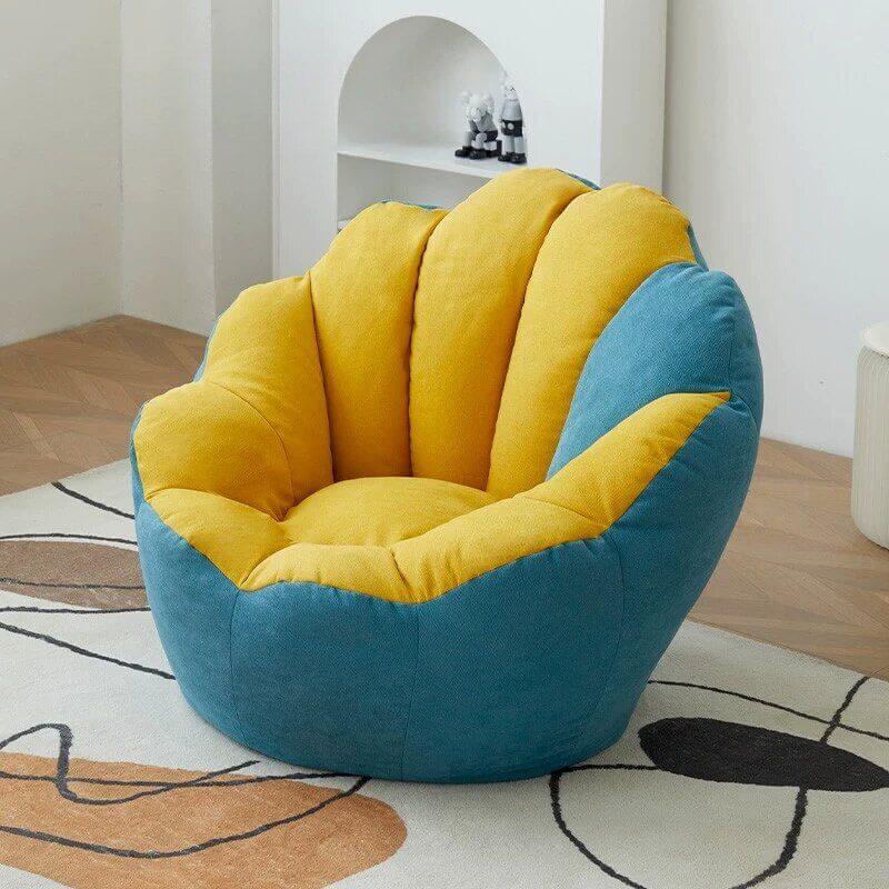 Minimalist Solid Lemon Yellow Cotton Blend Papasan Chair with Removable Slipcover & Sewn Pillow - Cozy Accent Chair for Living Room, Bedroom, or Reading Nook - Perfect for Relaxation and Home Decor