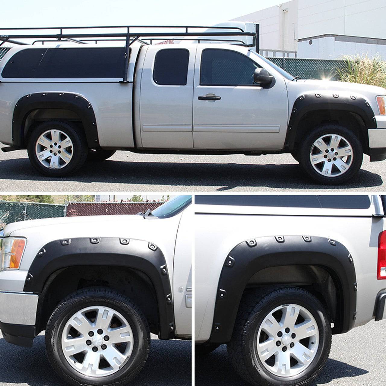 2007-2013 GMC Sierra 1500 Matte Black Polypropylene Fender Flares Set of 4 - Durable Off-Road Protection for Trucks & SUVs - Perfect for Mud, Rocks & Rough Terrain