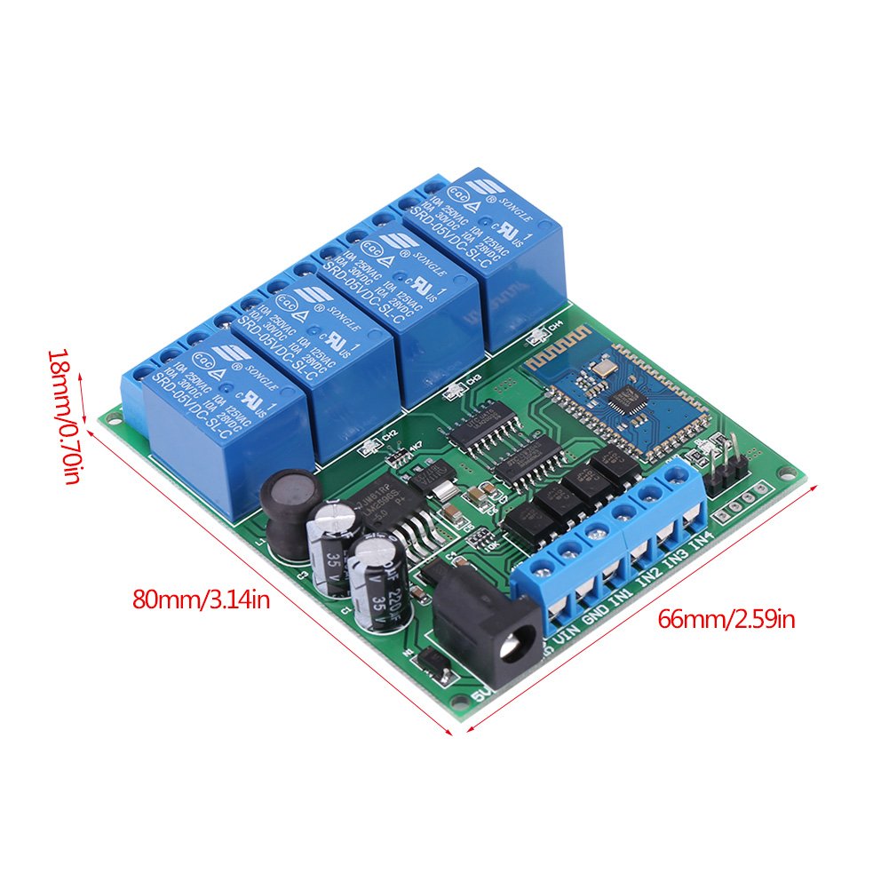 Hilitand 4 Channel Bluetooth Relay Module - Wireless Remote Control Switch for Smart Home Automation | DIY Projects, IoT Devices & Home Appliance Control