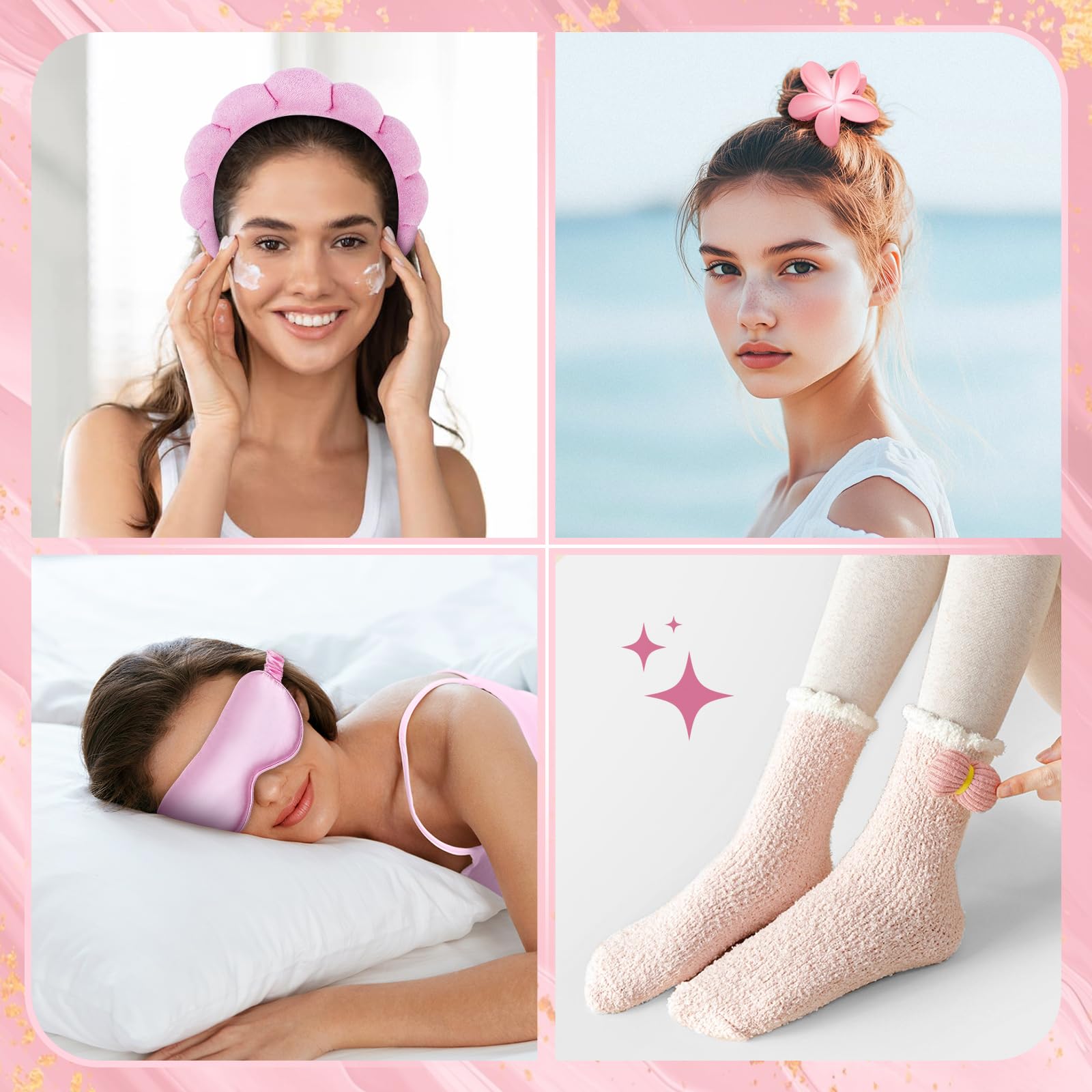 Luxury Self Care Gift Basket for Women - Birthday, Get Well Soon, Thank You Gift for Her, BFF, Girlfriend, Wife, Sister, Coworker - Includes Tumbler, Bracelet, Hair Clip, Headband, Socks & Eye Mask - Perfect for Spa Day, Relaxation & Thoughtful Surprises