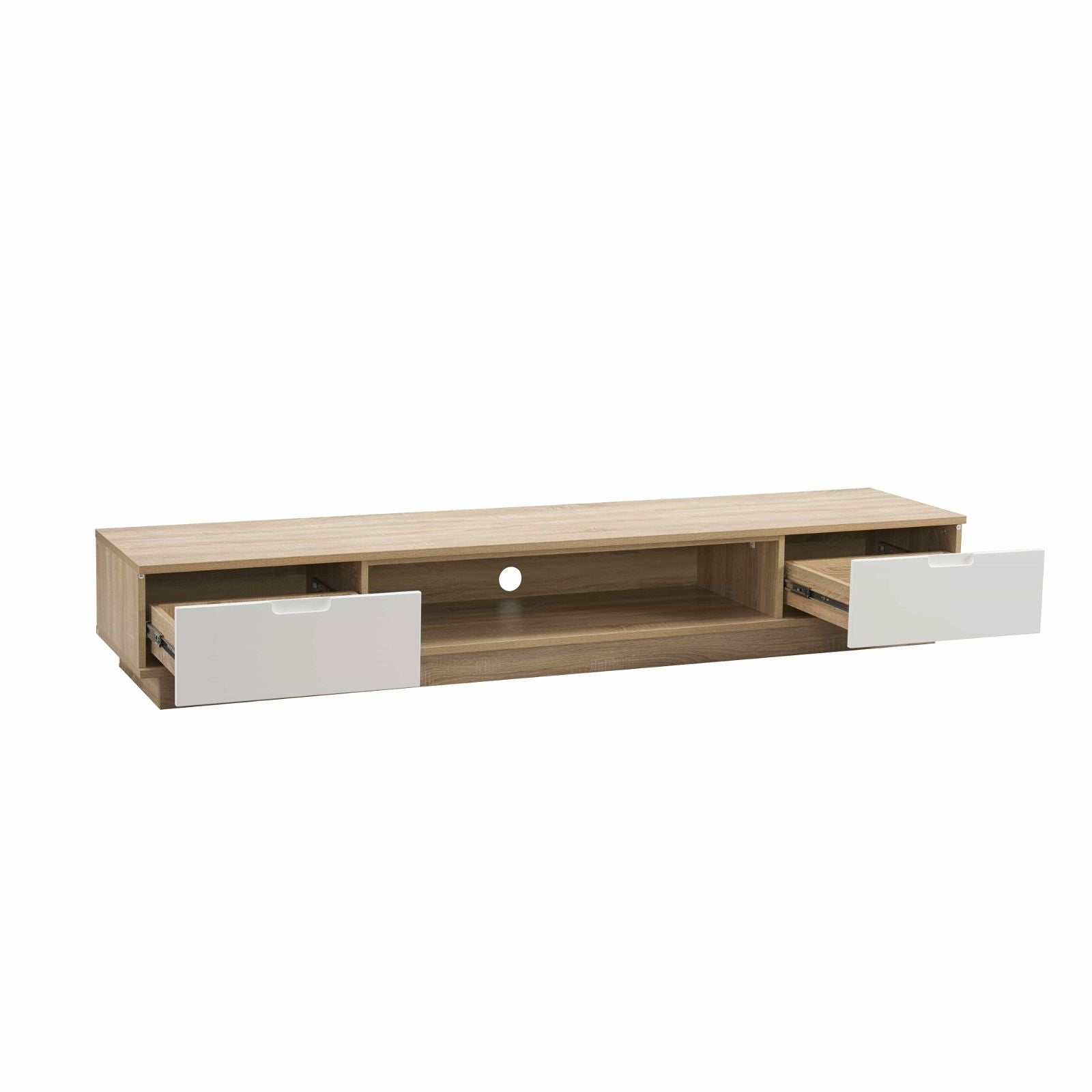 DELUX 200cm Low Line Oak TV Stand Entertainment Center by Tauris™ - Perfect for Living Room, Bedroom & Home Theater Setup