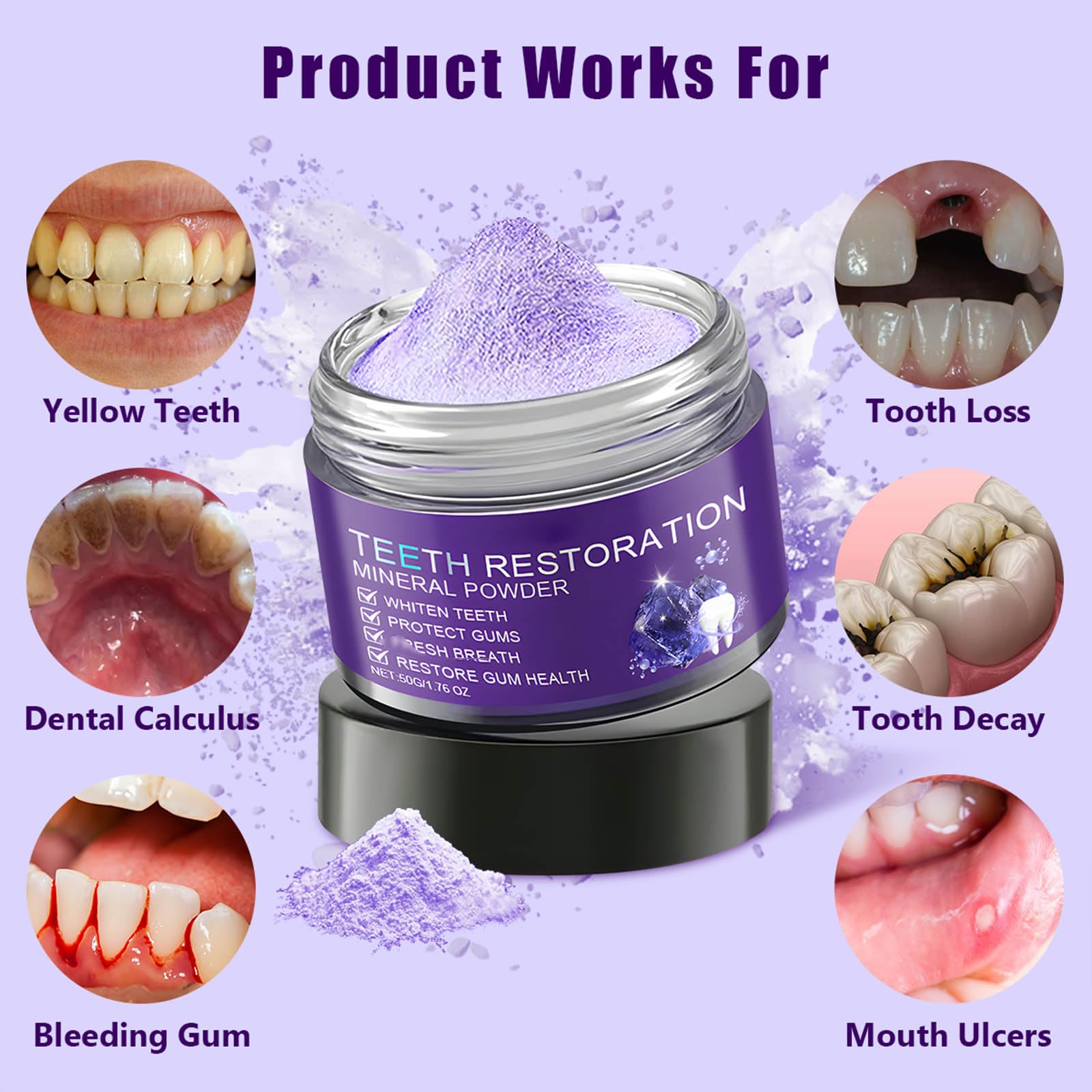 Natural Teeth Whitening & Strengthening Mineral Powder - Remineralizing Tooth Powder for Oral Care, Enamel Repair & Gum Health - Perfect for Daily Dental Hygiene & Sensitive Teeth Relief