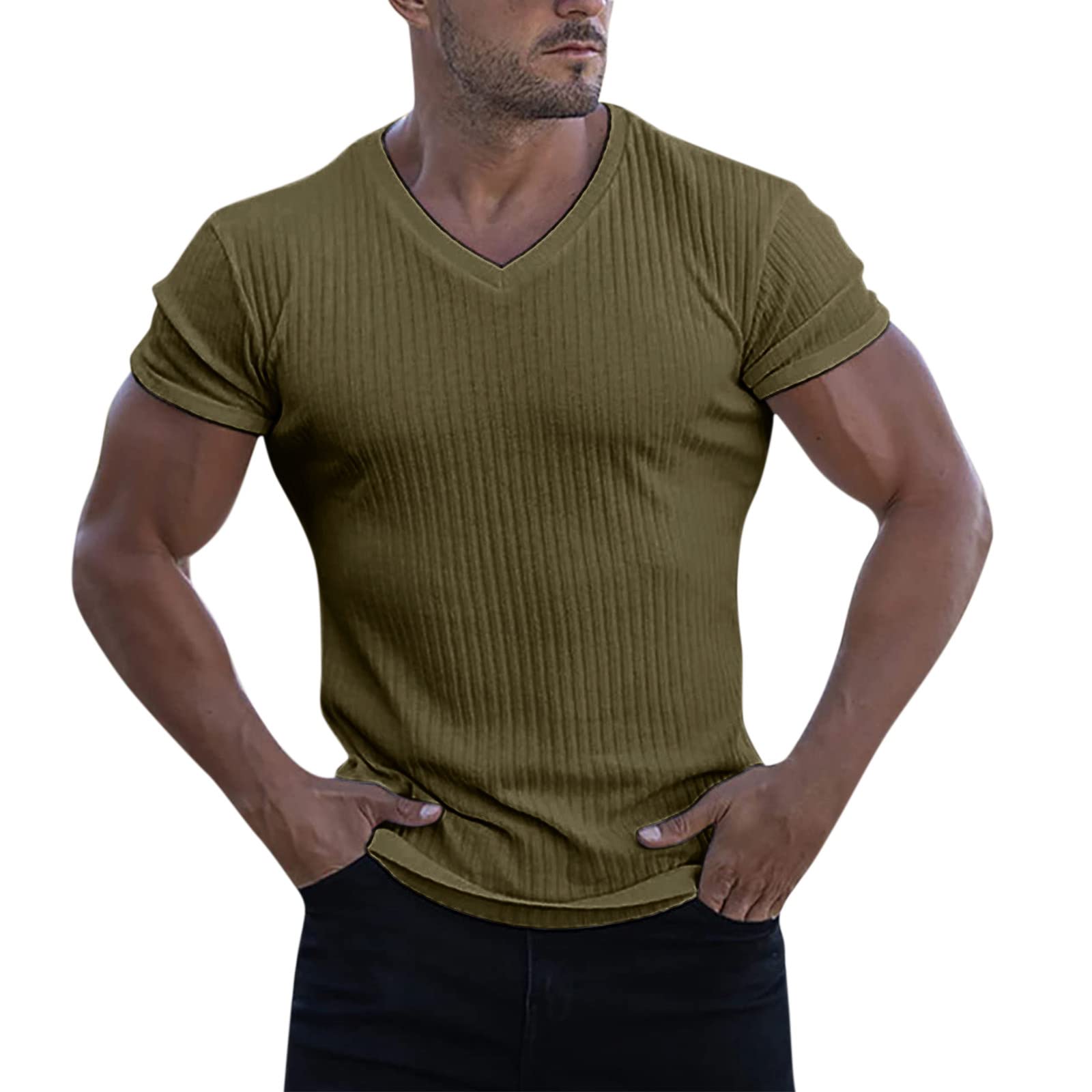 Men's Crew Neck & V Neck Athletic T-Shirts - Fashionable Workout Muscle Shirts & Oversized Solid Tees for Gym, Running & Casual Wear