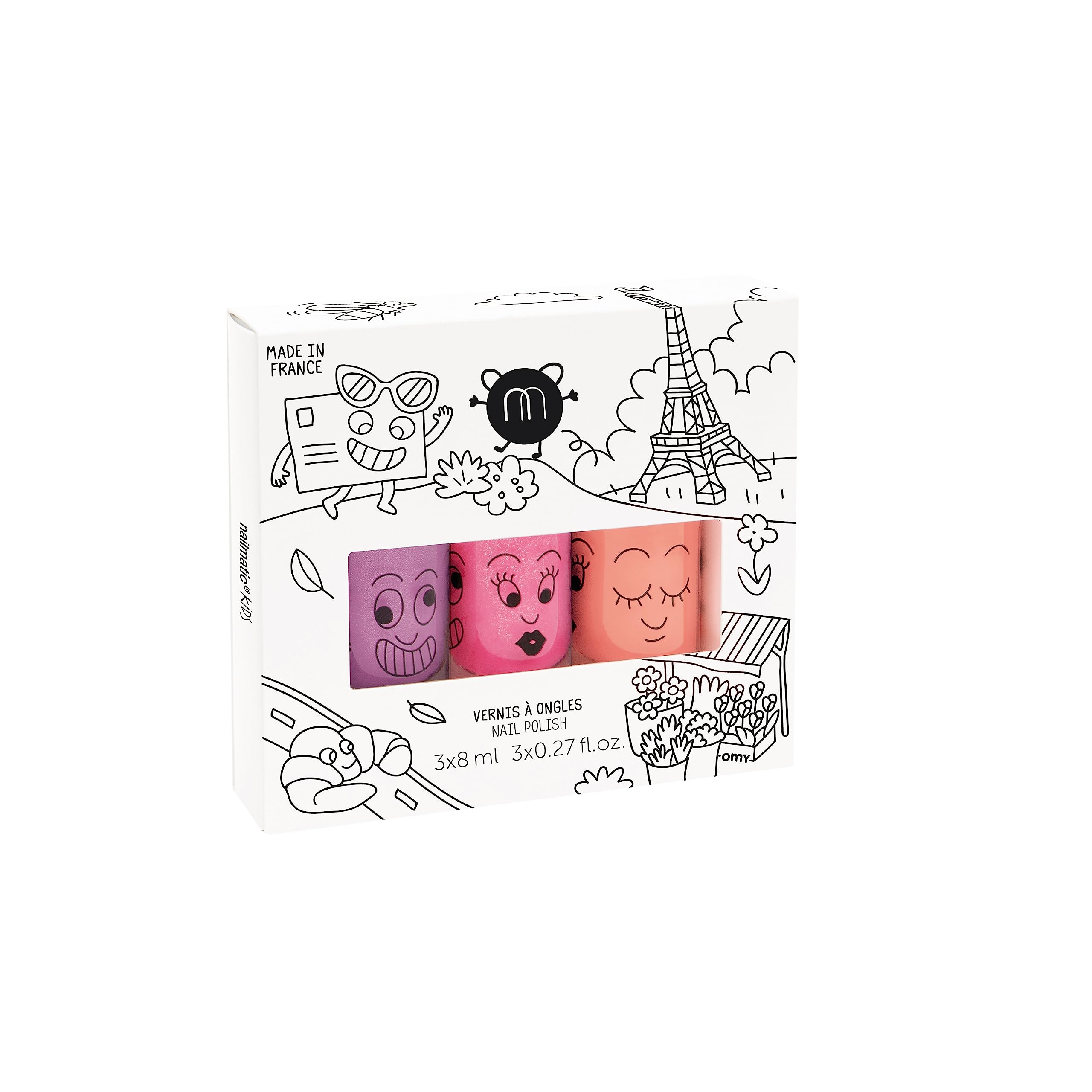 Nailmatic Kids - Non-Toxic Water-Based Natural Nail Polish Set for Children, Safe & Quick Dry (3 Colors: Neon Purple, Pink, Orange) - 0.27 Fl Oz | Perfect for Birthday Parties, Playdates & Creative Fun
