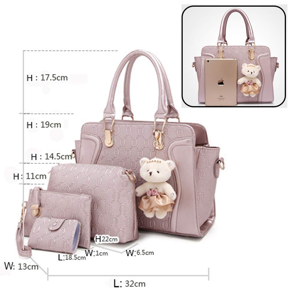 Stylish PU Leather Handbag & Shoulder Bag Set - Fashion Tote, Messenger Bag, Wallet & Card Holder (4-Piece) - Perfect for Work, Travel & Everyday Use