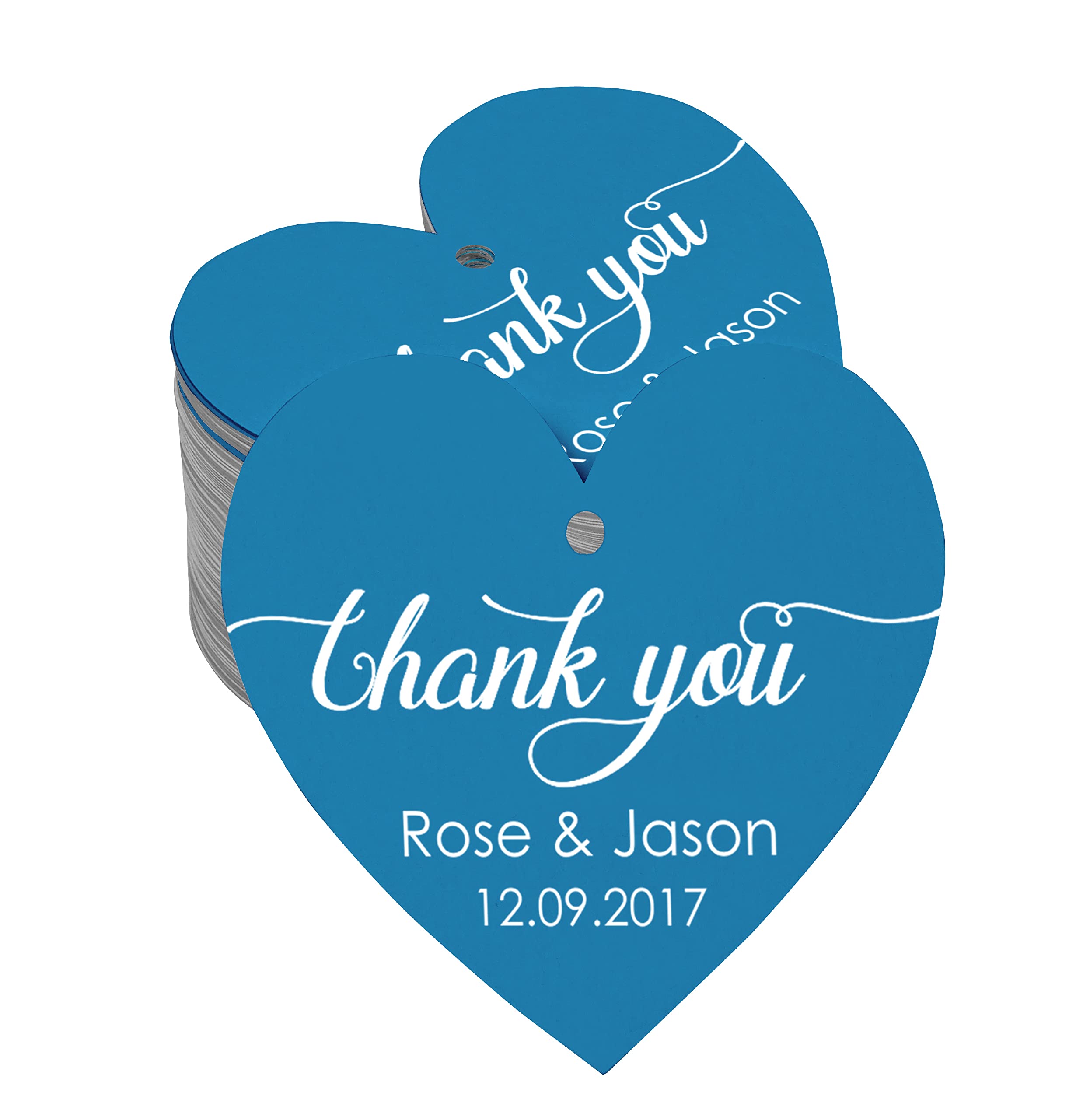 100 PCS Custom Heart-Shaped Wedding Favor Gift Tags - Personalized Thank You Hang Tags for Bridal Shower, Anniversary & Party Decorations