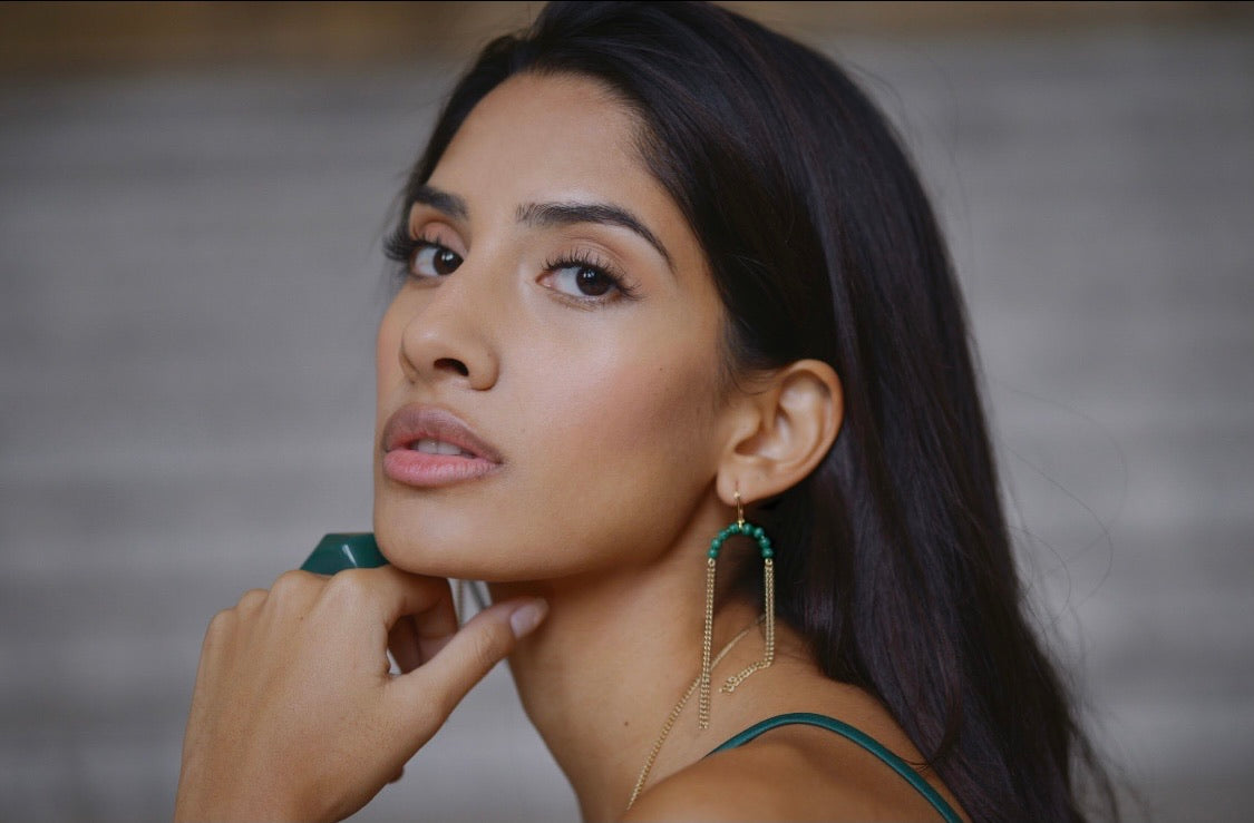 NOLA Malachite Earrings for Women - Handmade Green Stone Dangle Earrings - Elegant Jewelry Gift for Her - Perfect for Parties, Weddings & Special Occasions