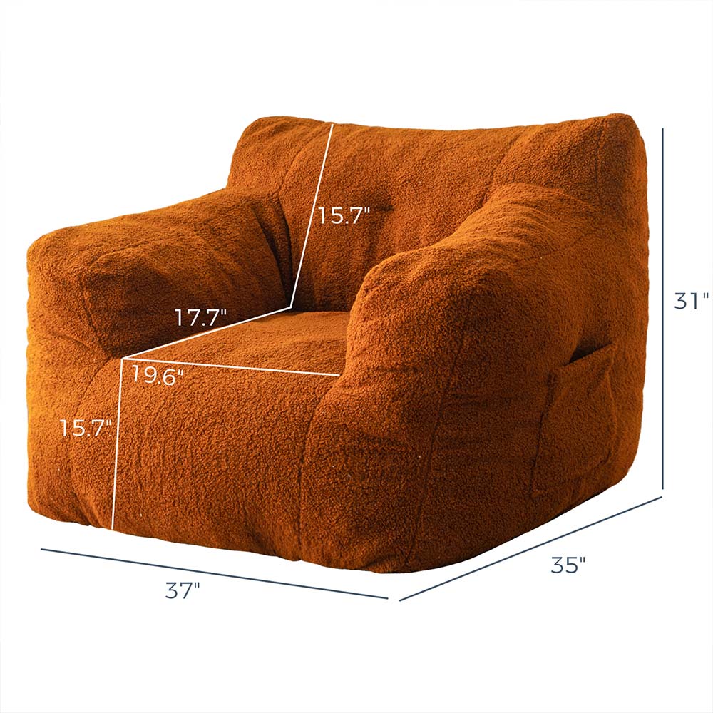 MAXYOYO Bean Bag Chair - Boucle Tufted Lazy Sofa with Sherpa Cover for Adults & Kids, Coffee Brown | Comfortable Floor Seating for Living Room, Bedroom, Game Room & Dorm