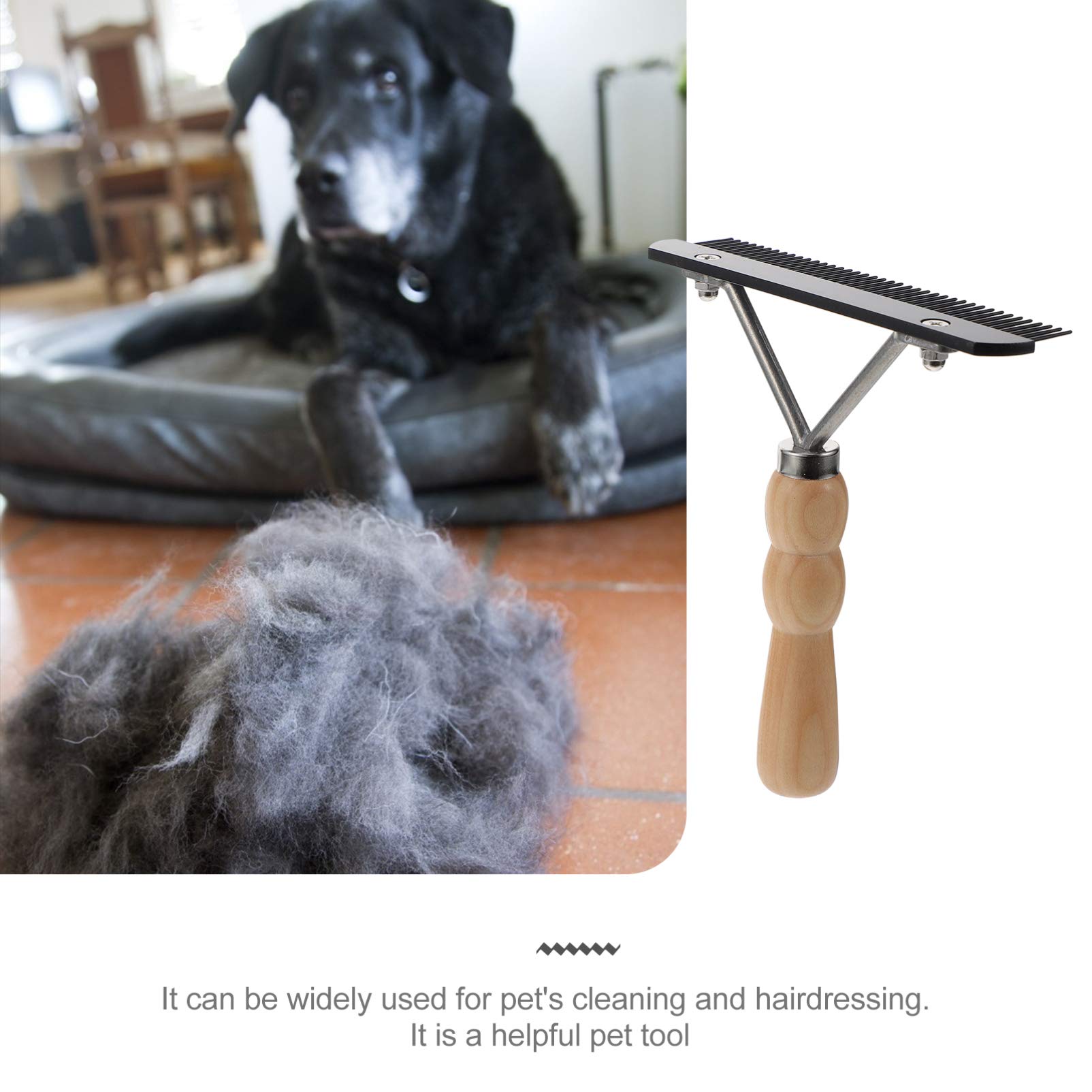 Premium Dog Deshedding Brush & Cat Grooming Tool - Gentle Wooden Grass Rake Comb for Pet Hair Removal - Perfect for Shedding Control & Matting Prevention - Ideal for Home Grooming & Professional Pet Care