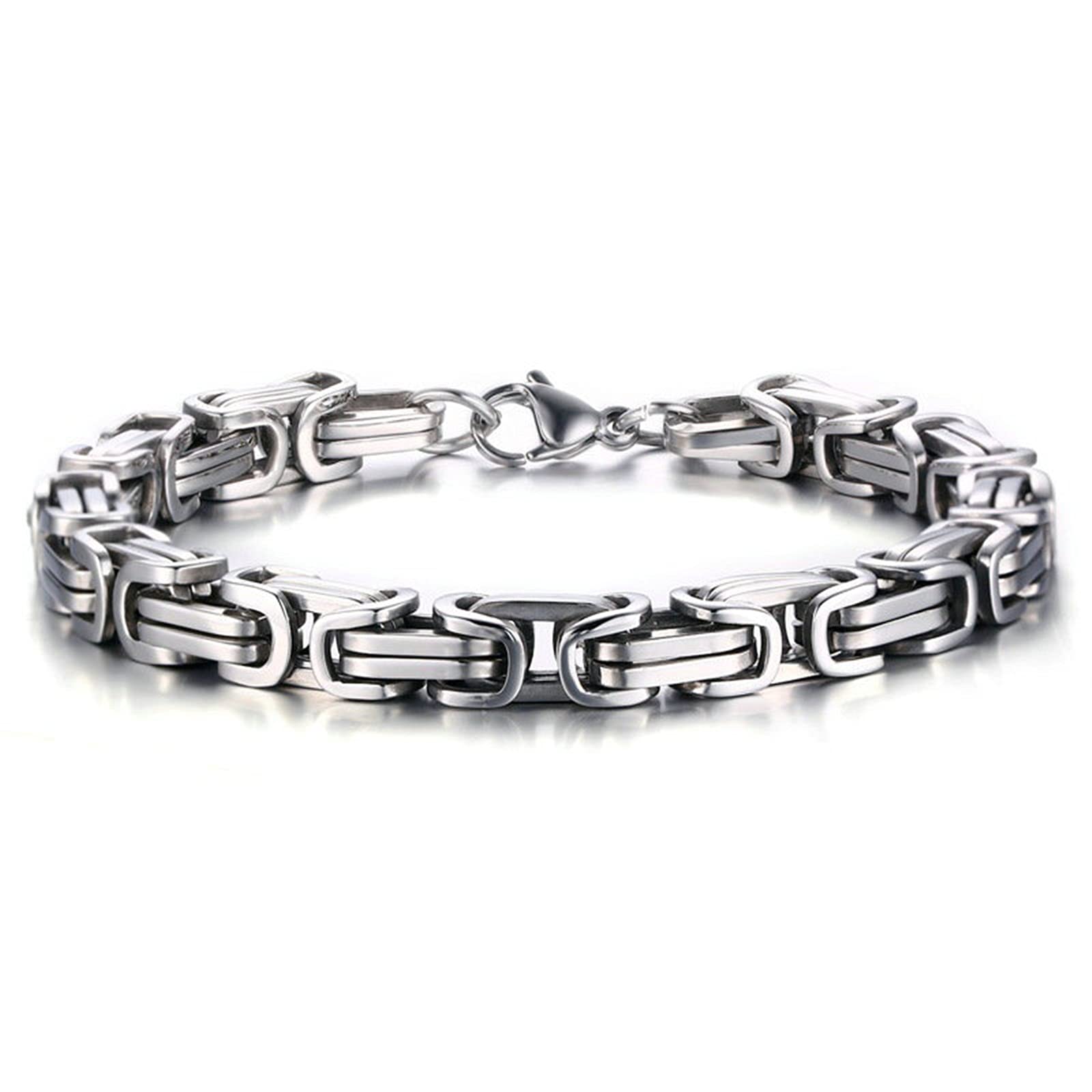 Ayoiow Titanium Chain Bracelet for Men - Silver Weave Design, Durable & Hypoallergenic Jewelry - Perfect for Gifts, Weddings, and Everyday Wear