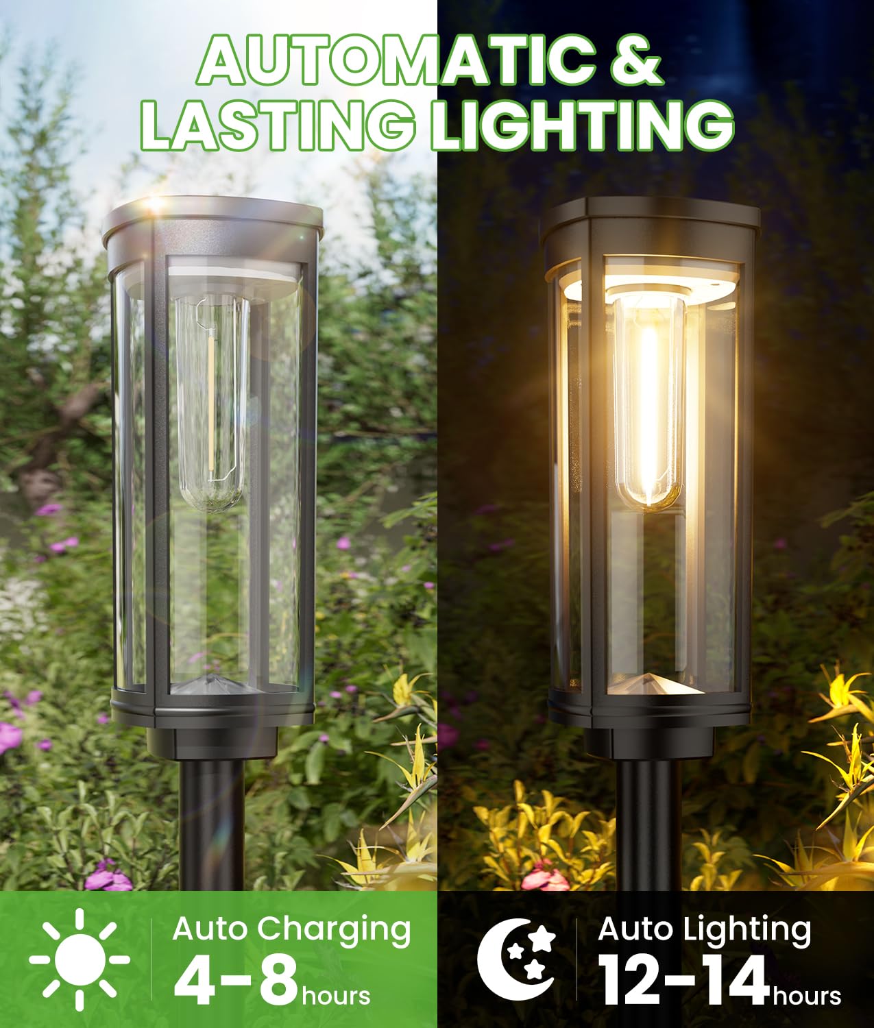 8 Pack Solar Pathway Lights Outdoor - Waterproof IP65 Solar Powered Garden Lights with Auto On/Off for Lawn, Patio, Walkway & Driveway - Perfect Landscape Lighting for Gardens, Yards and Outdoor Decor