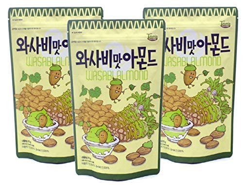 Gilim Korean Wasabi Almond Snacks (Pack of 3) - Crunchy Spicy Nuts for Office, Party & Healthy Snacking
