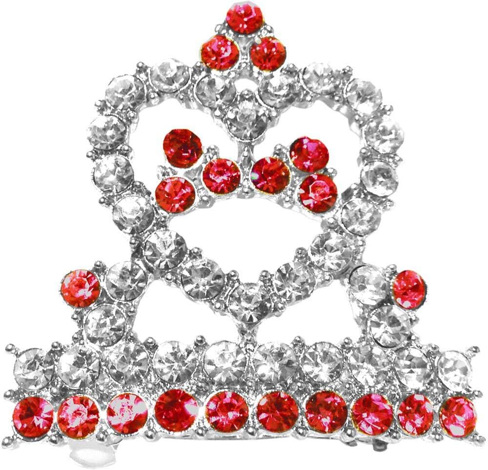 Mirage Pet Products Tiara Hair Barrette for Dogs - Red Crystal Dog Hair Clip for Small to Medium Breeds - Perfect for Grooming, Parties & Photo Shoots