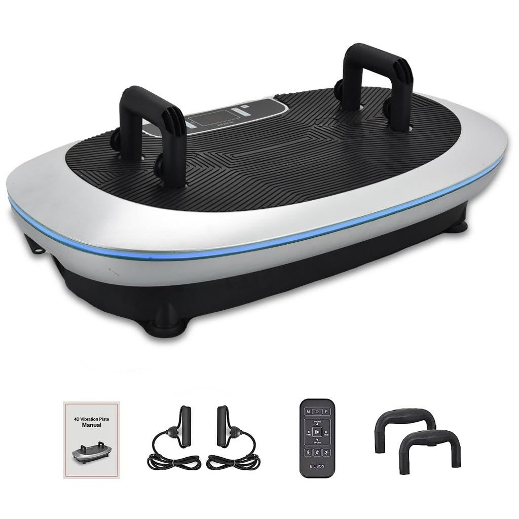 EILISON 4D Vibration Plate Exercise Machine with 3 Powerful Silent Motors - Oscillation, Linear & Pulsation Modes for Home Workout - Full Body Vibration Platform for Weight Loss, Muscle Recovery & Toning - Perfect for Home Gym, Physical Therapy & Post-Workout Relaxation