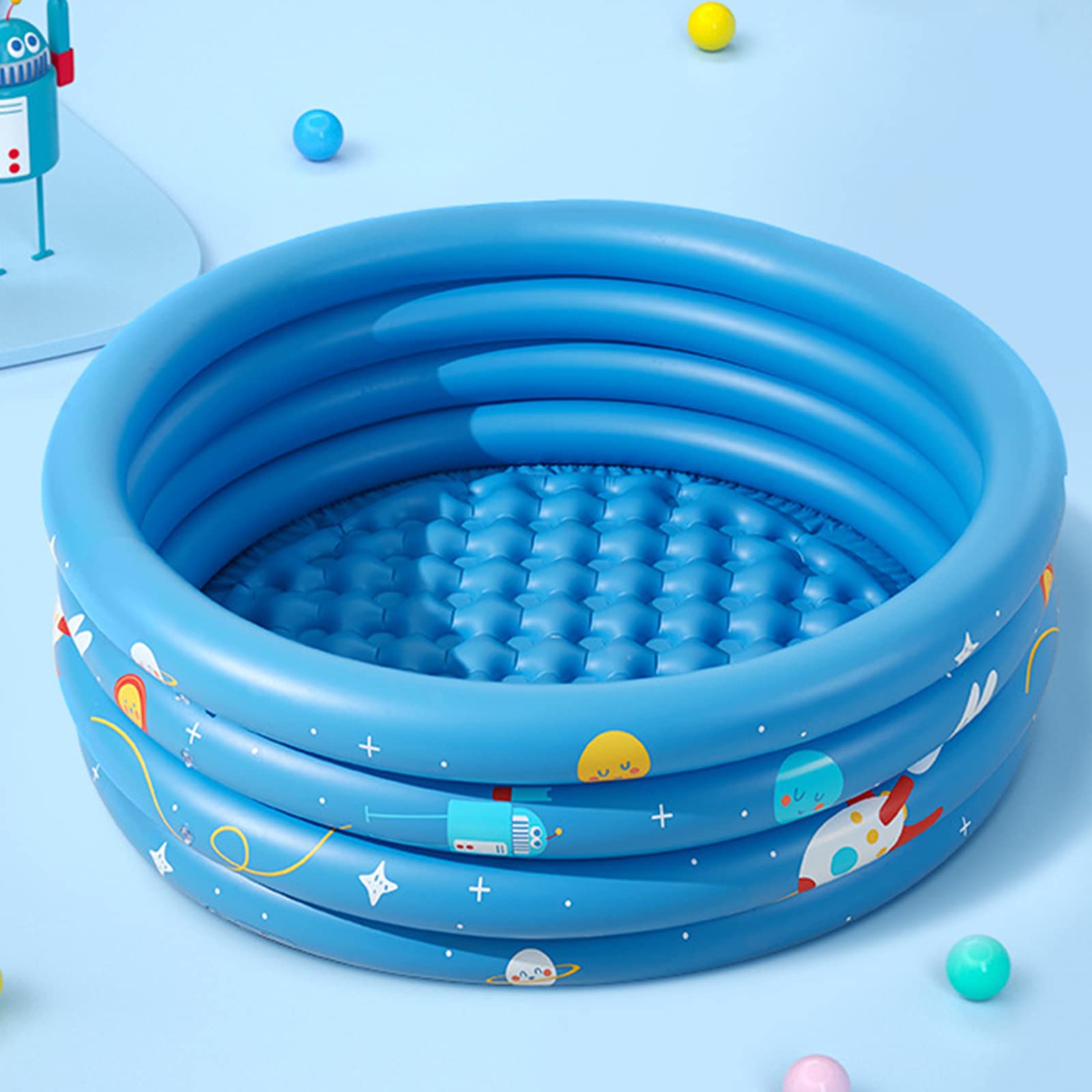 Inflatable Kiddie Pool for Kids - 4 Ring Round Baby Swimming Pool for Summer Fun | Indoor & Outdoor Water Play, Ball Pit, Pool Party, Backyard, Beach | Durable Blow Up Toddler Pool for Infants & Children