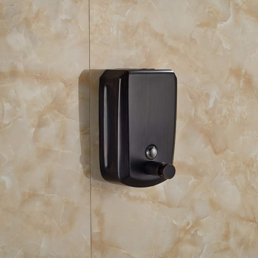 KXA 800ml Oil Rubbed Bronze Soap Dispenser - Wall Mounted Bathroom & Kitchen Soap Holder with Dish Box | Perfect for Modern Homes, Restaurants, and Commercial Spaces