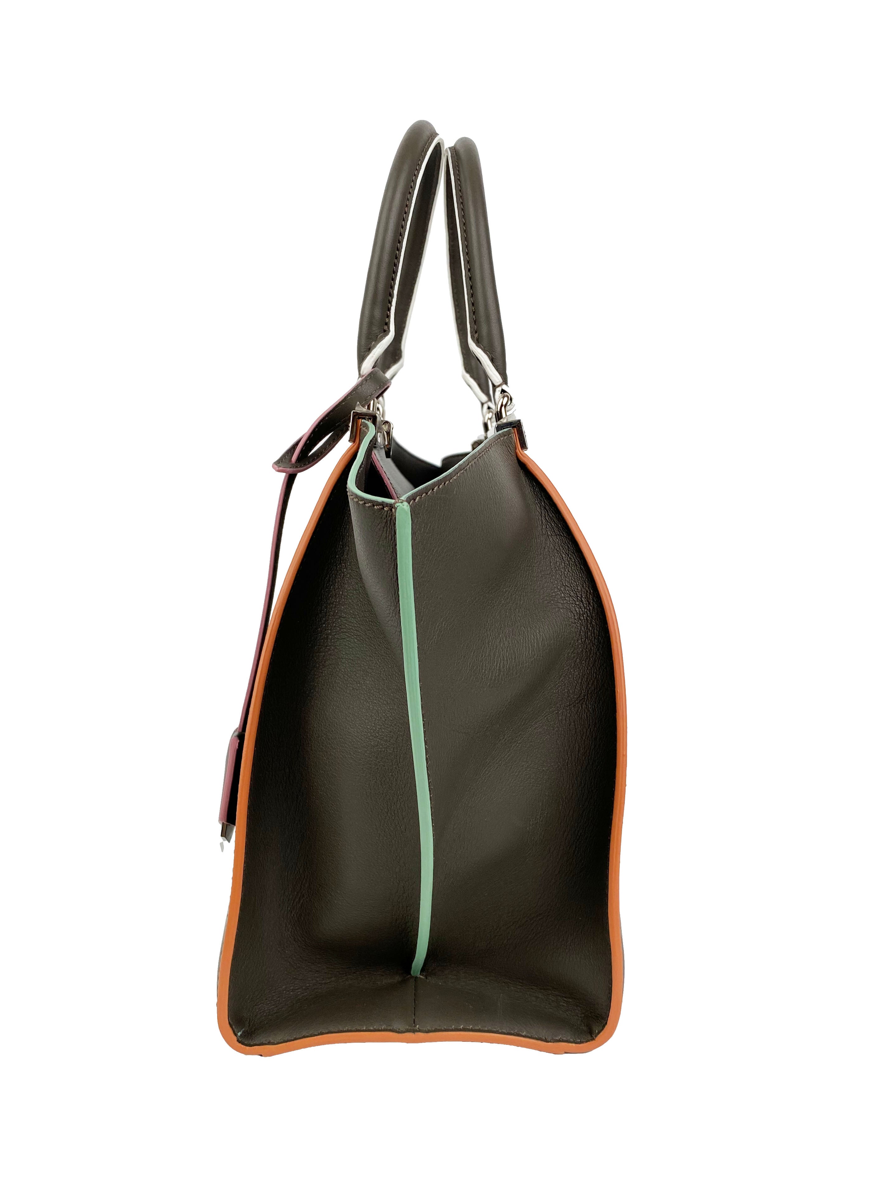 Fendi 2Jours Grey Leather Tote Bag for Women - Luxury Designer Handbag for Work, Travel & Everyday Use