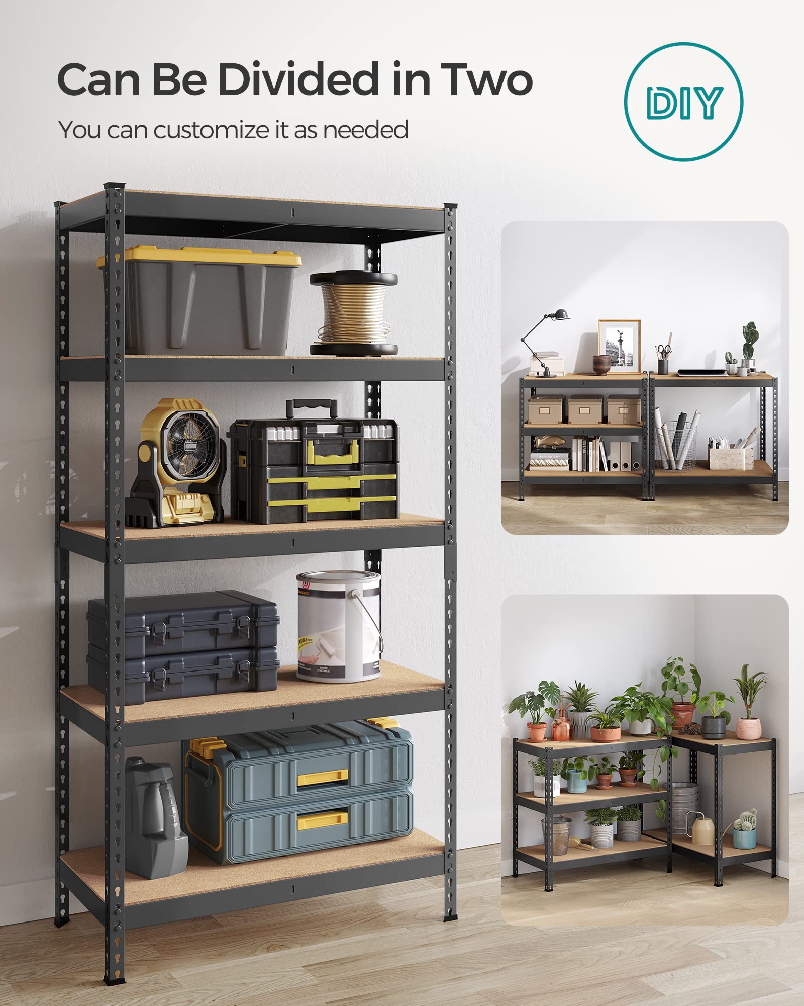 SONGMICS 5-Tier Heavy Duty Storage Shelves - 1929 lb Capacity, Boltless Assembly, Adjustable Shelving Unit 17.7