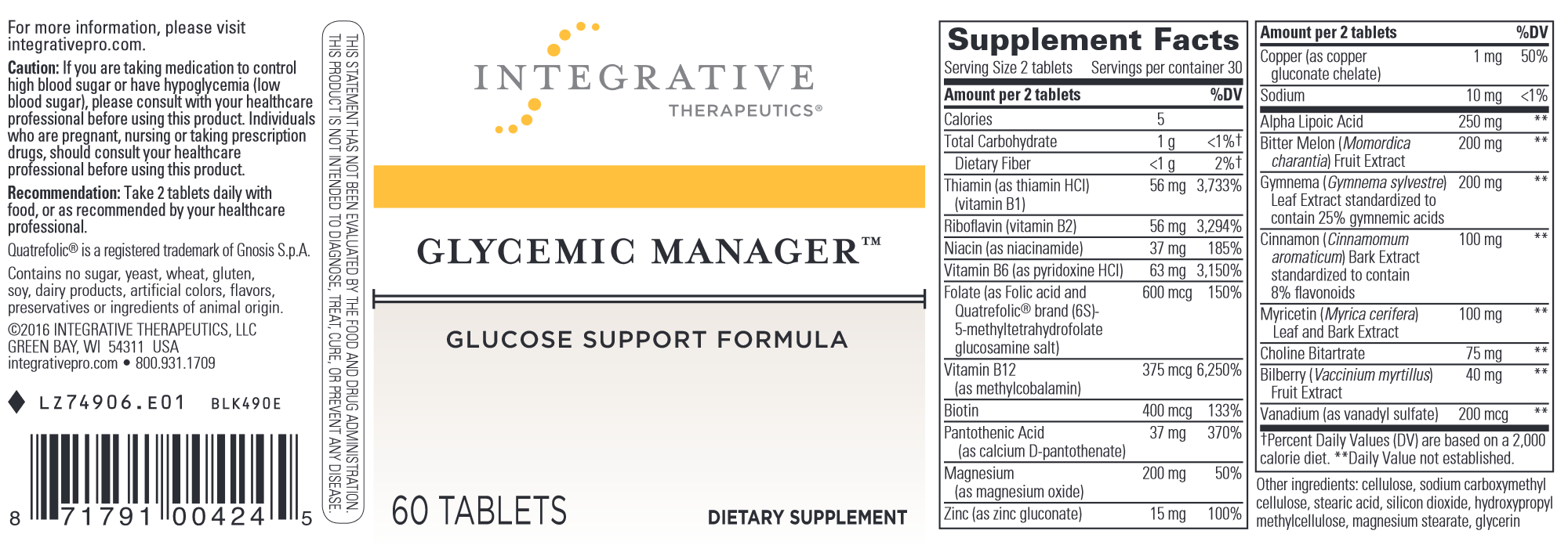 Glycemic Manager® - Natural Blood Sugar Support Supplement for Diabetes Management | Helps Maintain Healthy Glucose Levels | Ideal for Daily Use & Active Lifestyle