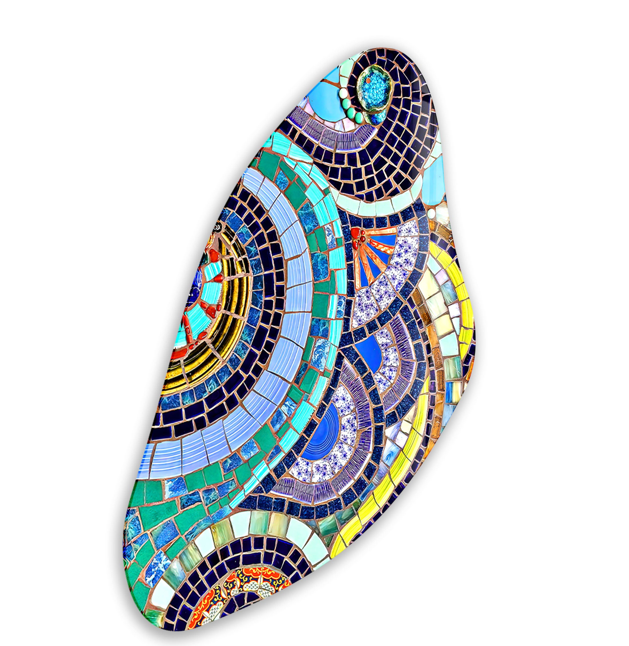 Modern Mosaic Pattern Irregular Glass Wall Art - Handmade Abstract Decor for Living Room, Bedroom, Office & Bathroom