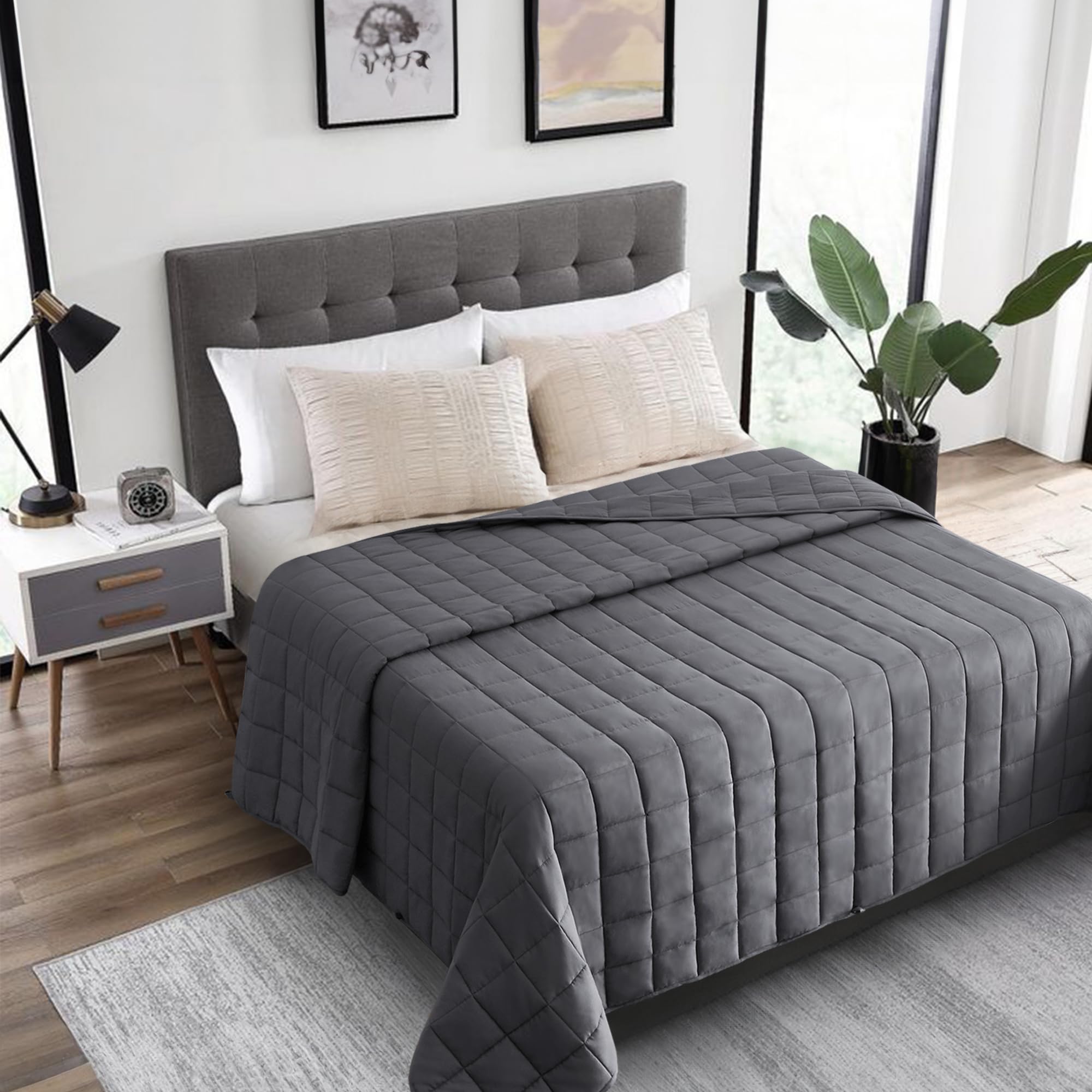 HomeSmart 20 lbs King Size Weighted Blanket for Adults - Oversized Heavy Blanket 104x92 Inches, Grey | Anxiety Relief, Deep Sleep, Stress Reduction & Sensory Therapy