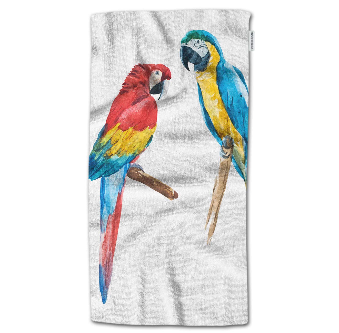 HGOD DESIGNS Parrot Hand Towel Set - 30x15 Inch Watercolor Macaw Bird Bath & Kitchen Towels - Soft Absorbent Cotton for Bathroom, Kitchen & Guest Use