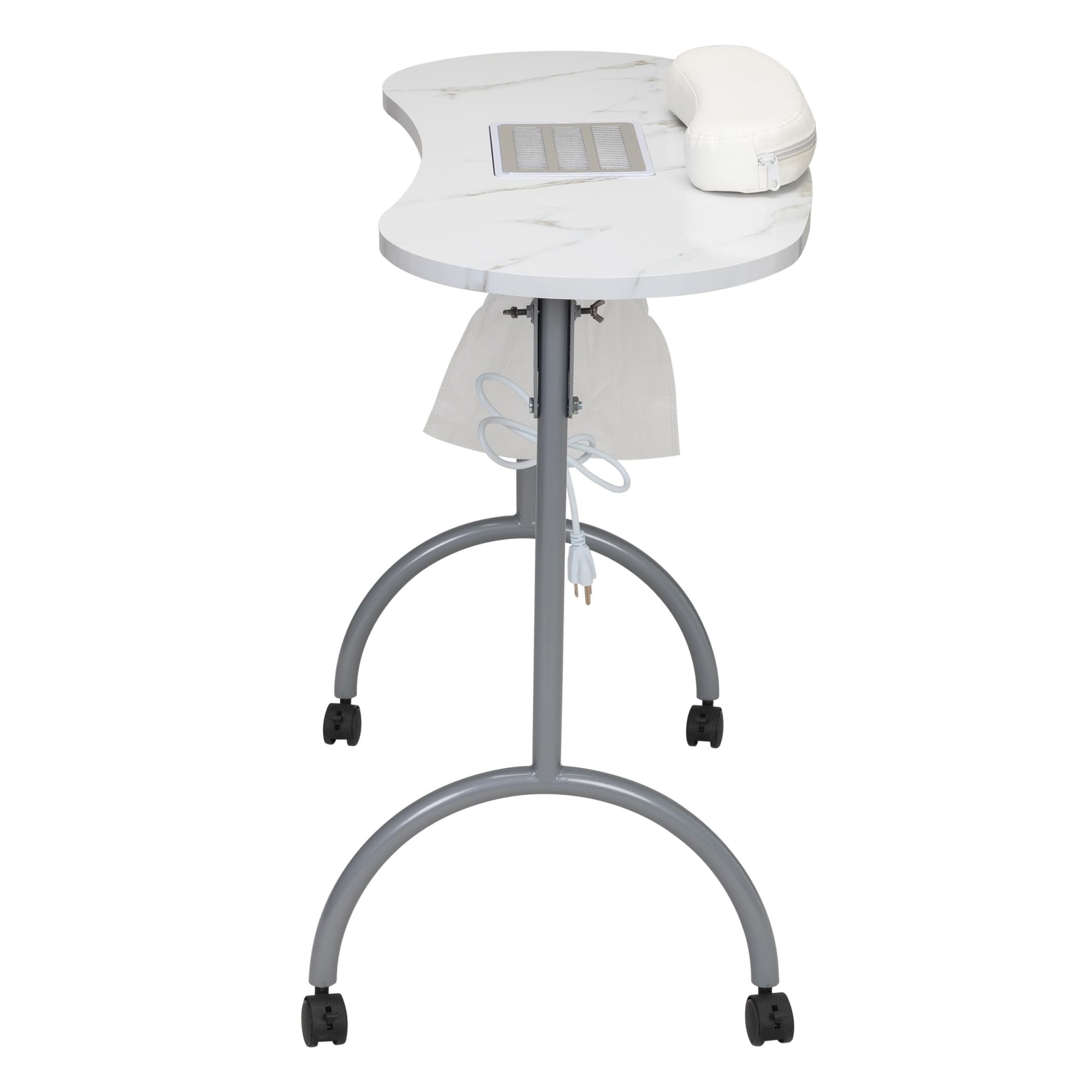 JAXPETY Portable Manicure Table with Electric Dust Collector - Professional Nail Technician Desk Workstation with 4 Lockable Wheels & Carry Bag - White | Perfect for Salon, Spa & Mobile Nail Services