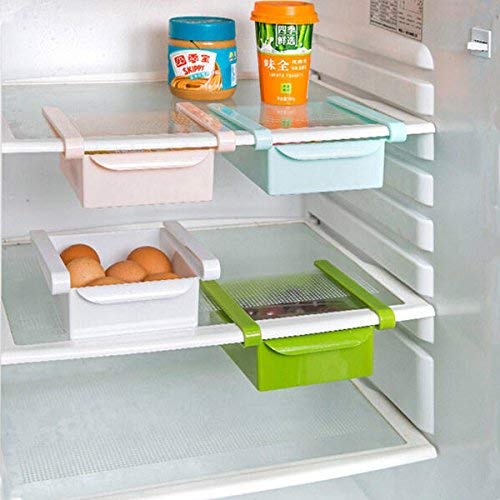 Pink Fridge Organizer Shelf - Kitchen Storage Rack for Refrigerator & Freezer - Space Saving Solution
