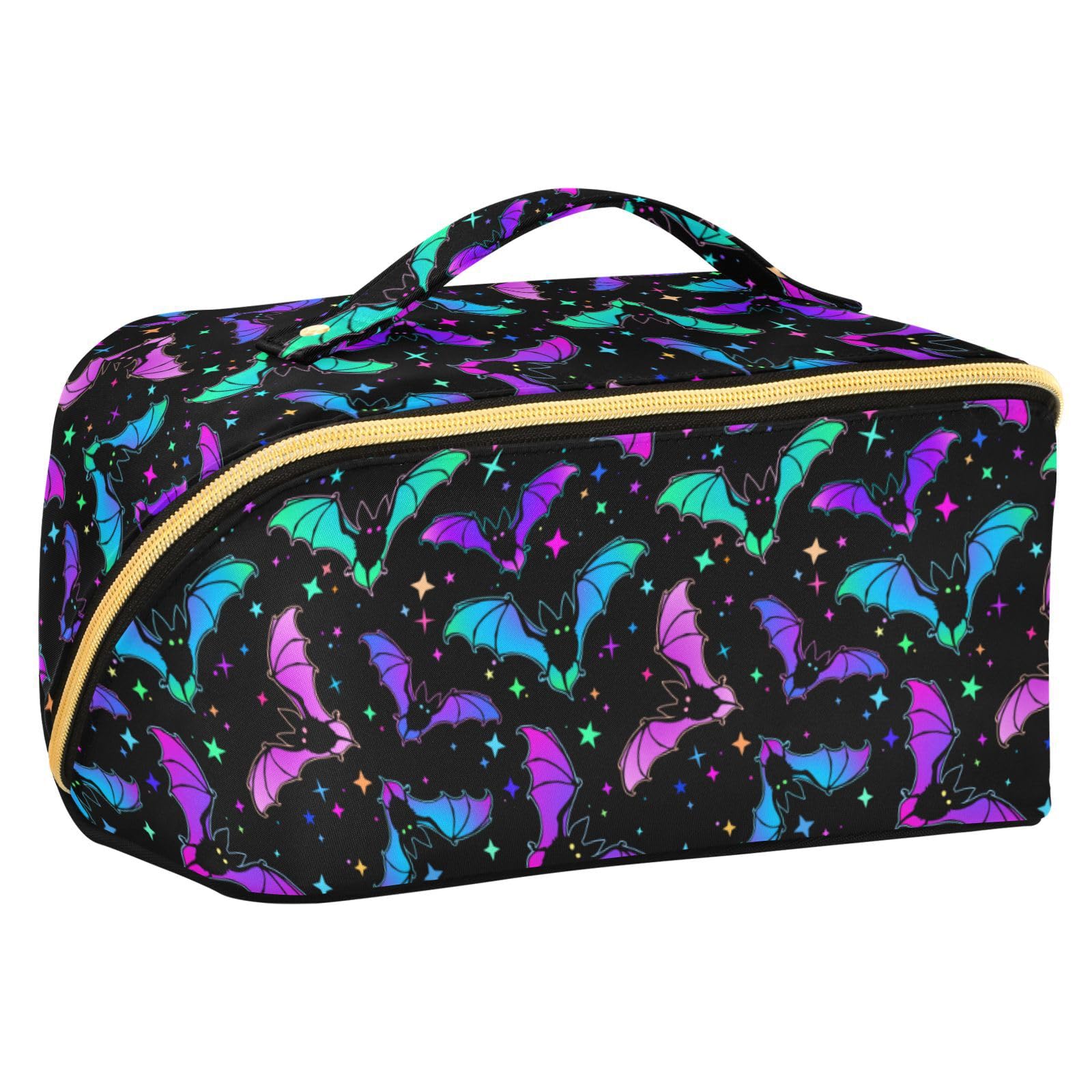 Halloween Luminous Bats Makeup Organizer Bag - Large Capacity Travel Cosmetic Case for Women | Perfect for Travel, Parties & Everyday Use