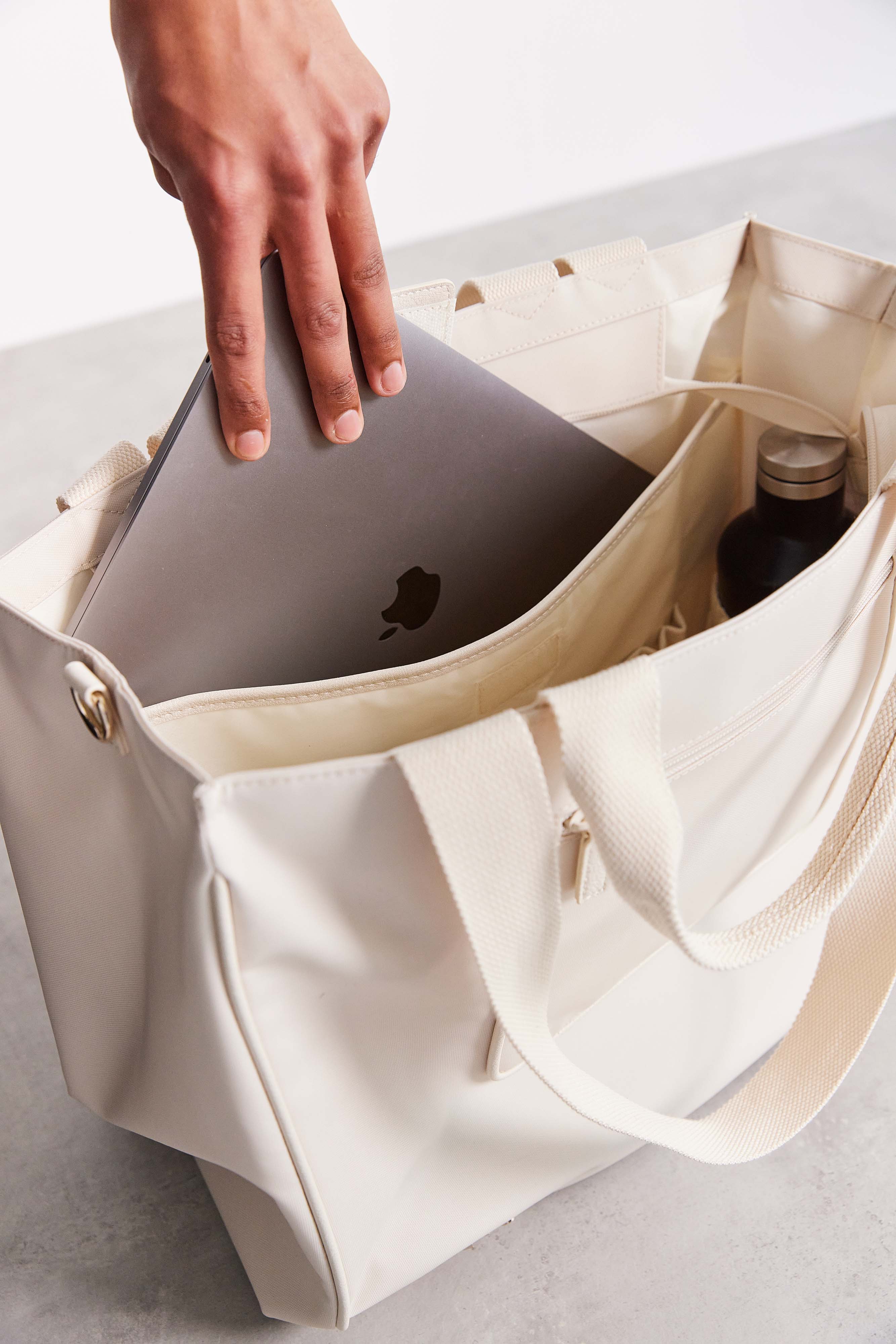 Stylish Beige East to West Tote Bag - Versatile Canvas Shoulder Bag for Women, Perfect for Work, Travel & Everyday Use