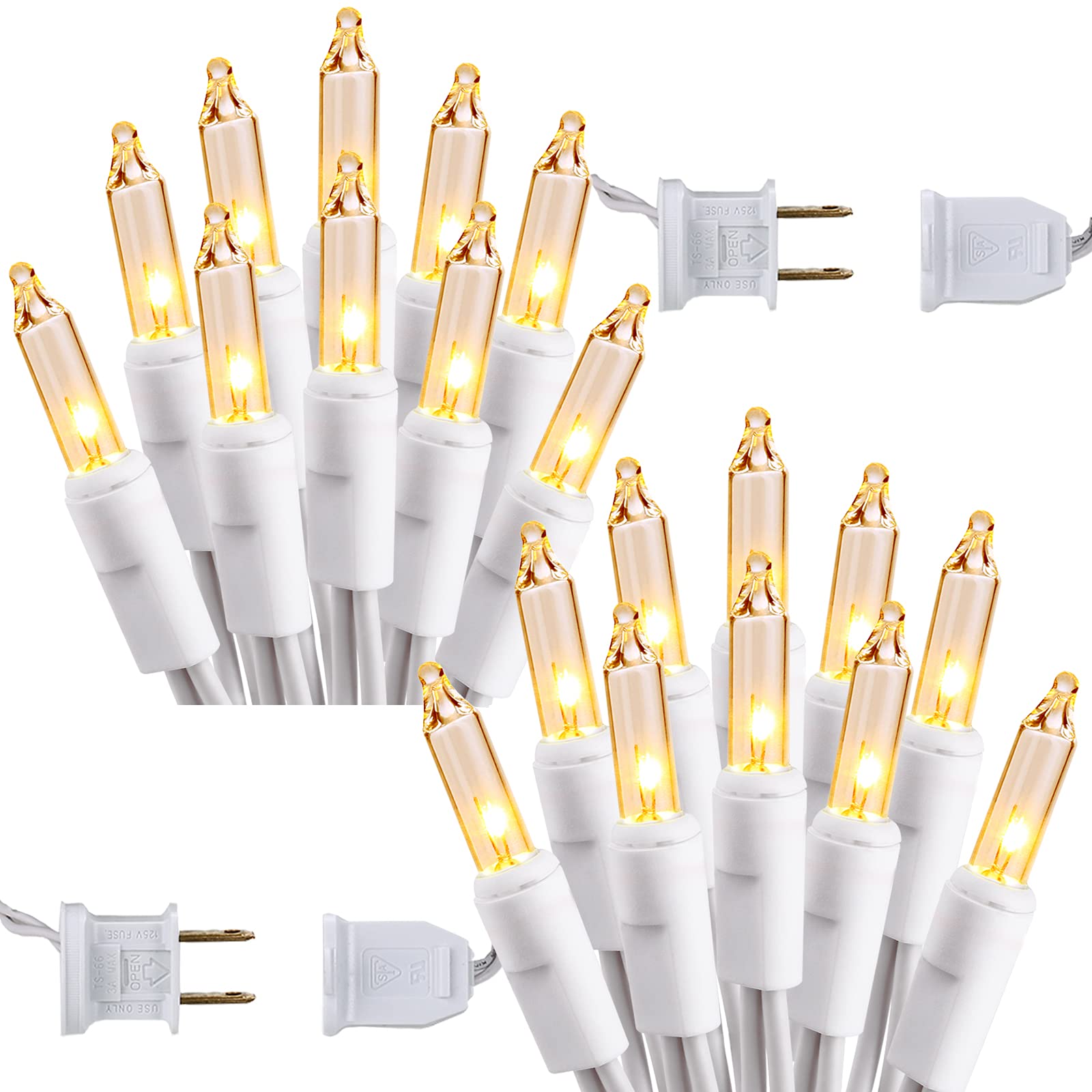 600 Count 139.2ft Brizled Connectable Christmas Lights - UL Certified 120V Incandescent Mini String Lights with White Wire & Warm White Glow | Perfect for Christmas Tree, Wedding, Bedroom, Porch, and Holiday Decorations