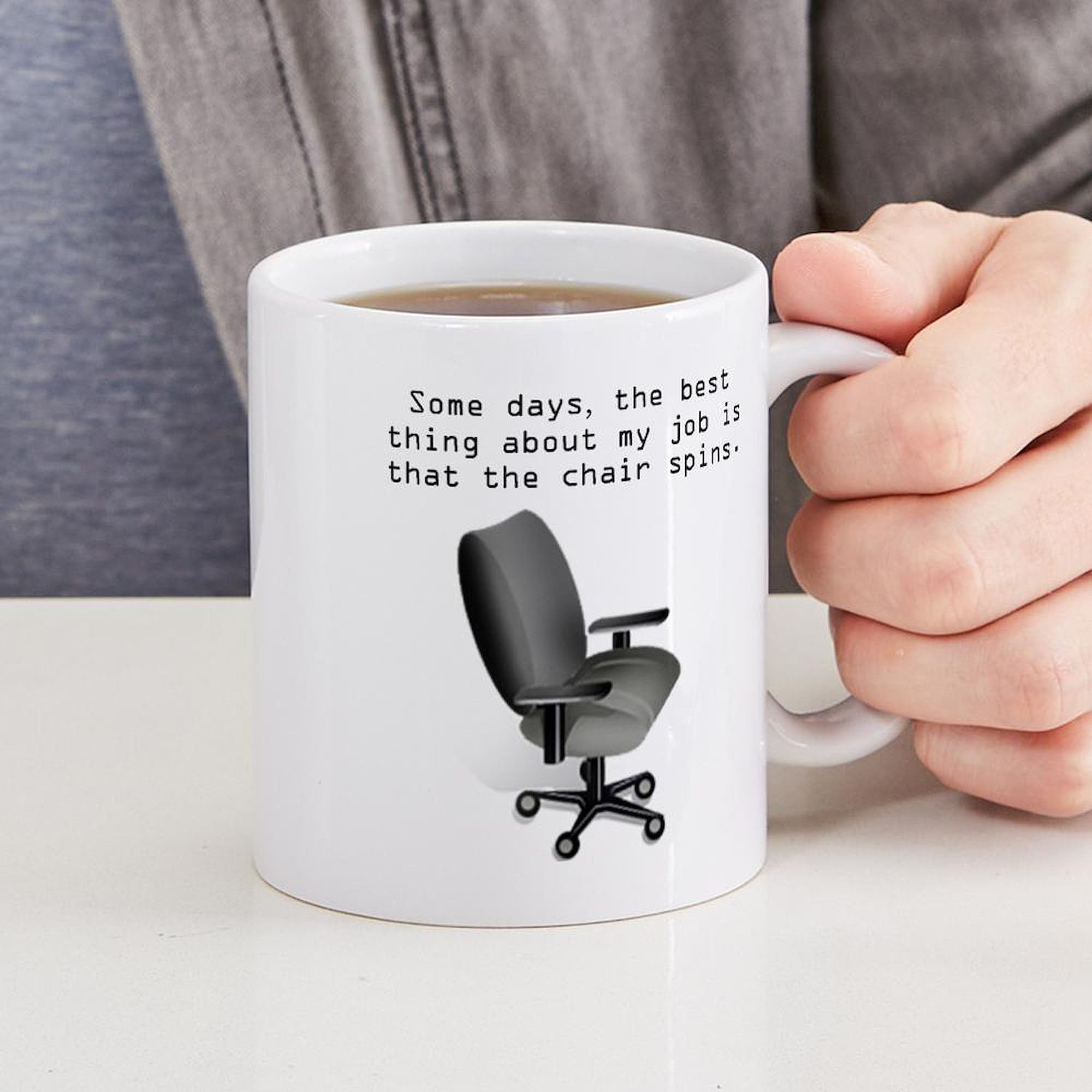 11 oz (325 ml) Ceramic Coffee Mug - Chair Spins Design by CafePress | Perfect for Office, Home, or Gift Giving