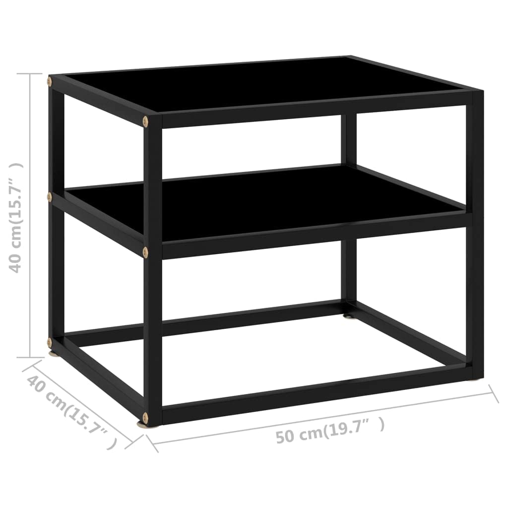 Modern Black Console Table with Tempered Glass Top - Chic Sofa Table for Living Room, Entryway, Bedroom or Study - 19.7