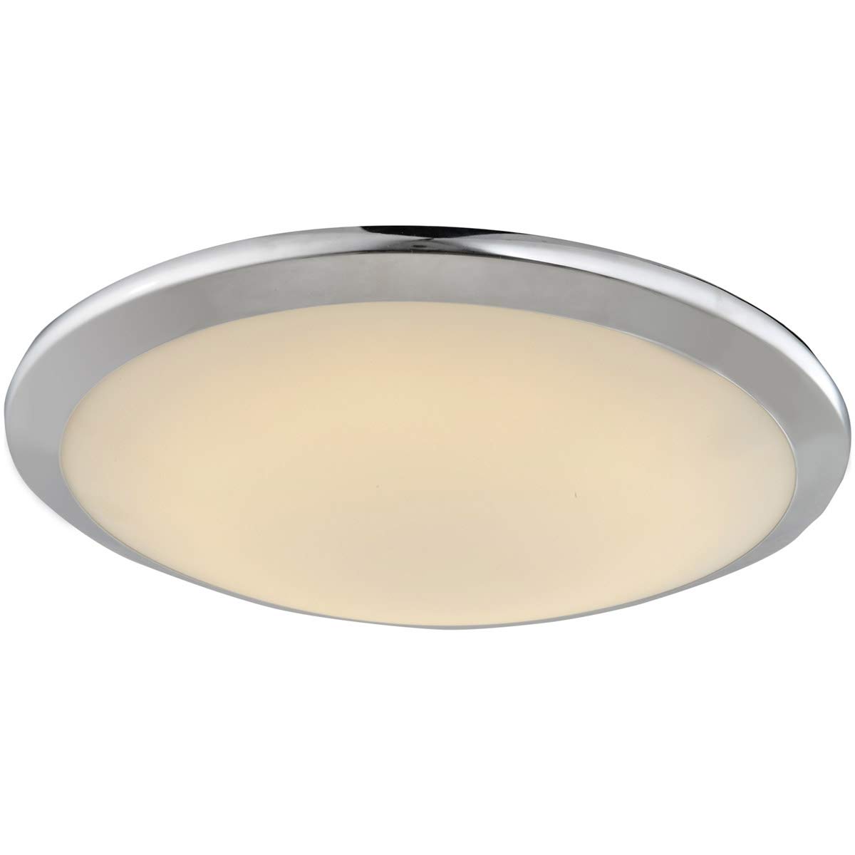 Flush Mount Ceiling Light Fixture - 1 Light, Polished Chrome Finish, Integrated LED Bulb, 15 Inch Diameter, 20W (150W Equivalent) - Perfect for Bedrooms, Hallways, and Small Spaces