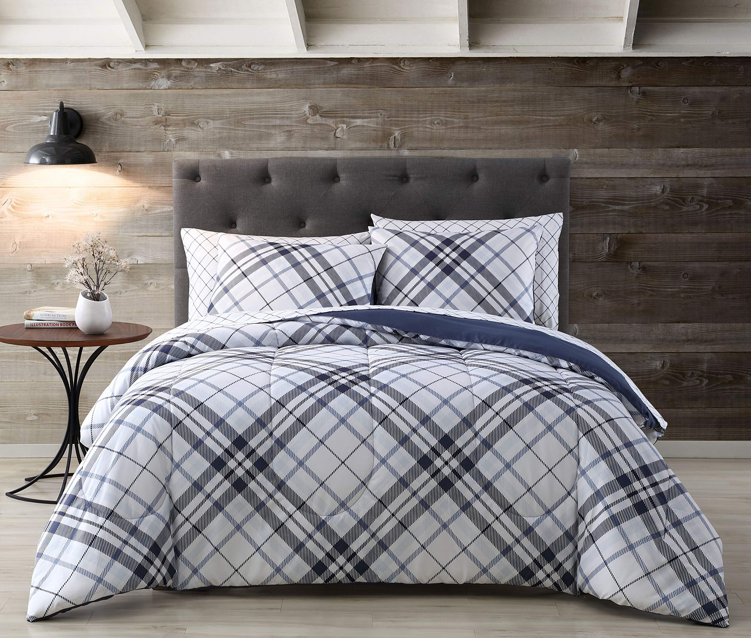 King Size Complete Bedding Set in Indigo Blue - Lakeside Collection | Premium Soft Bed Sheets, Comforter & Pillowcases for Luxurious Bedroom Decor