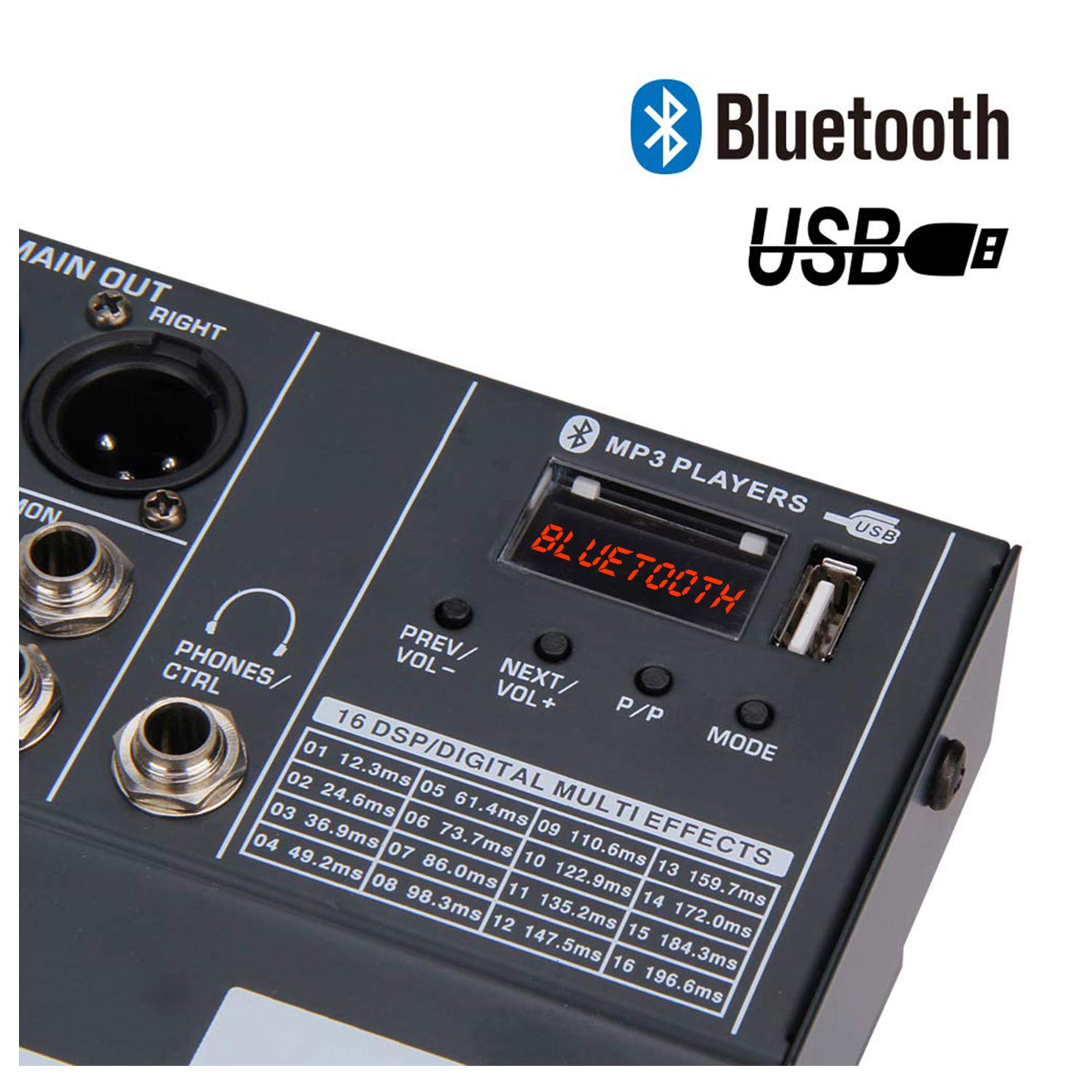 Boytone BT-60MX 6-Channel Bluetooth DJ Mixer - Professional Audio Controller with USB MP3 Player, 4 XLR Mic Inputs, 7-Band EQ & 16 DSP Effects | Perfect for Live Performances, Studio Recording & Karaoke Nights
