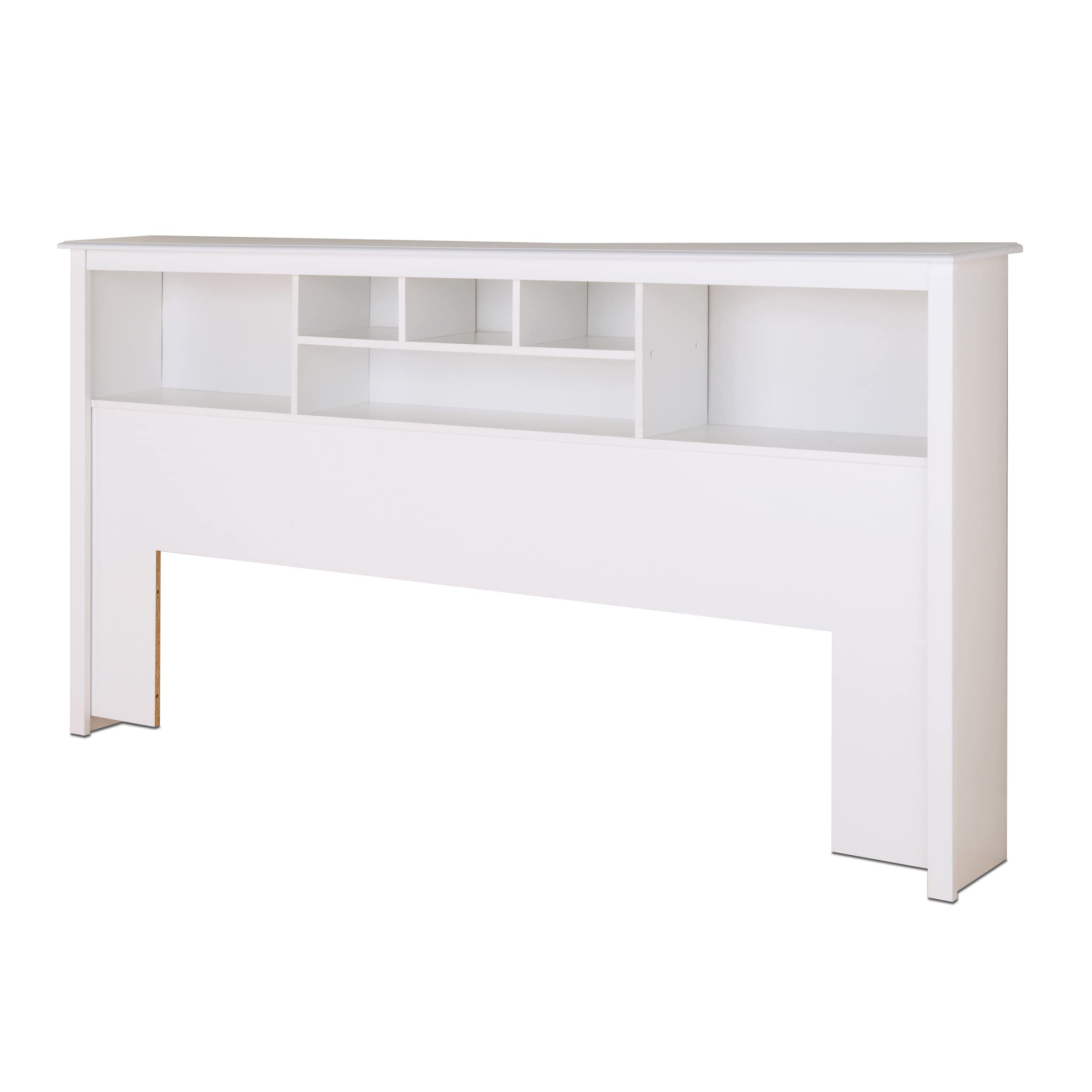 Prepac King Size Bookcase Headboard with Storage - White Wooden Bed Frame for Bedroom Organization & Stylish Home Decor