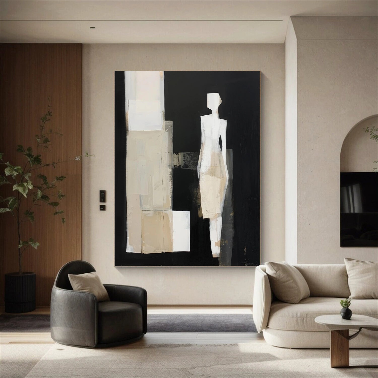 Contemporary Abstract Minimalist Wall Art Painting #CW009 - Modern Home Decor for Living Room, Bedroom & Office