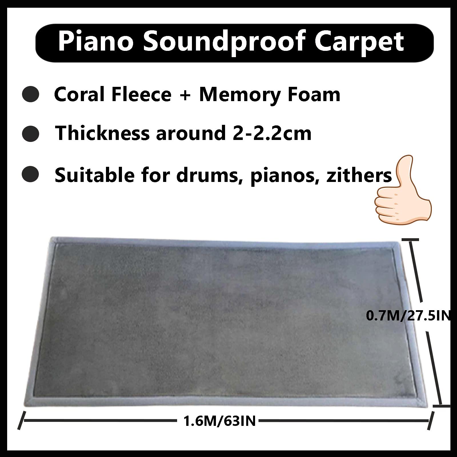 Premium Soundproof Piano Rug - Thick Noise Reducing Carpet with 3 Pedal Covers | Acoustic Floor Mat for Piano Protection & Sound Dampening | Ideal for Home Studios, Music Rooms & Apartments