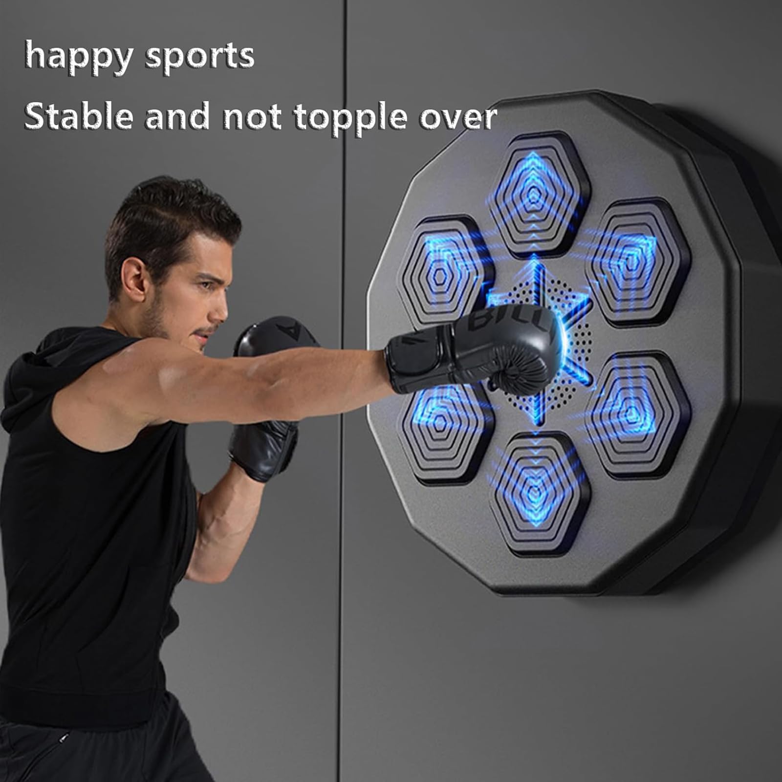 OWNA One Punch Boxing Machine with 4 Professional Boxing Gloves - Smart Music Boxing Trainer Wall Pads for Home Workout - Fitness Equipment for Adults & Kids - Perfect for Stress Relief, Cardio Training & Family Fun